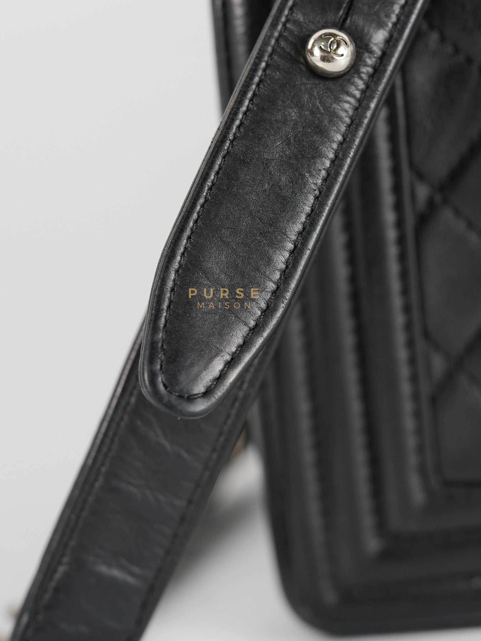 Boy Old Medium in Black Quilted Lambskin Leather & Ruthenium Hardware Series 19 | Purse Maison Luxury Bags Shop