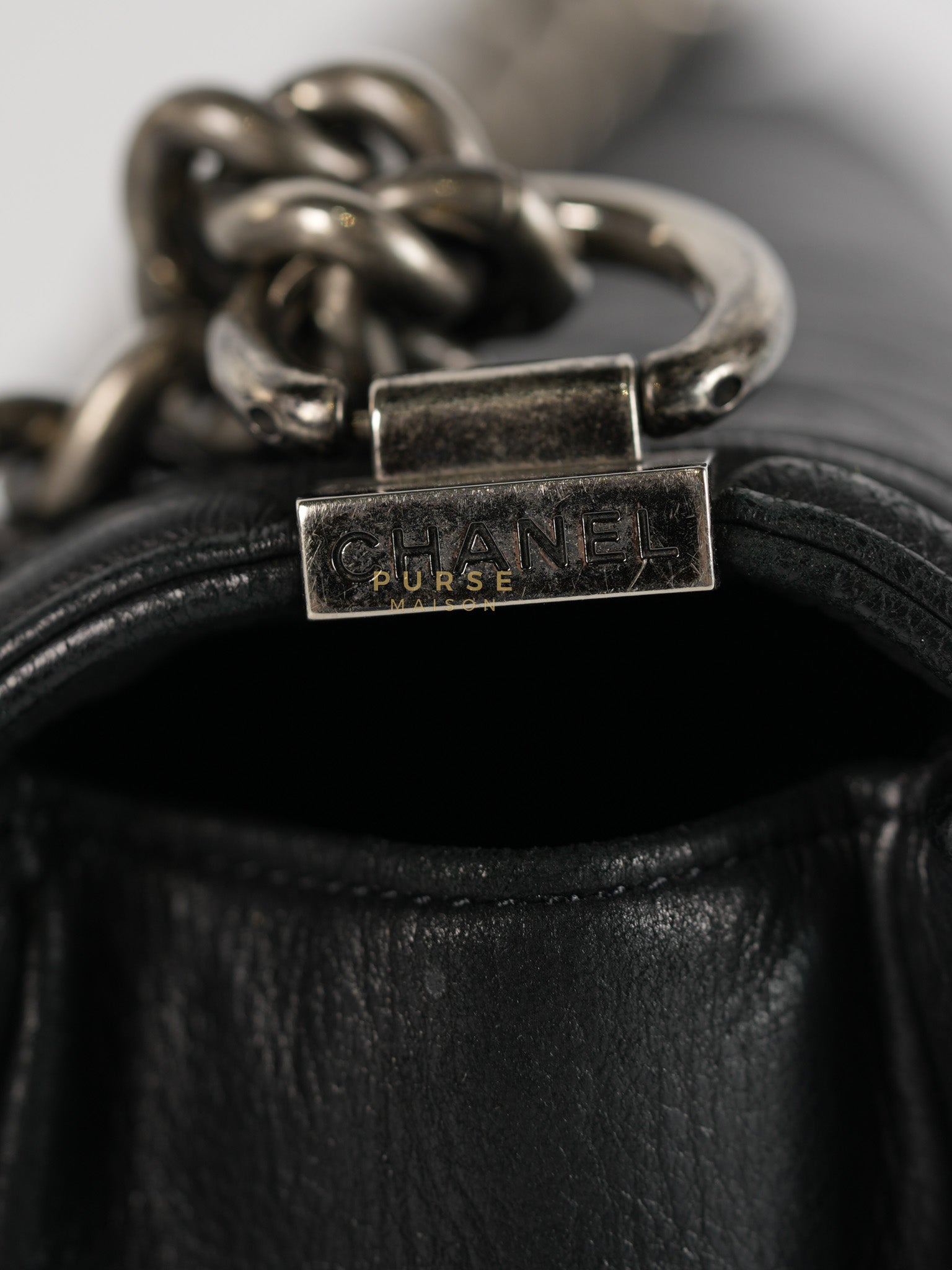 Boy Old Medium in Black Quilted Lambskin Leather & Ruthenium Hardware Series 19 | Purse Maison Luxury Bags Shop