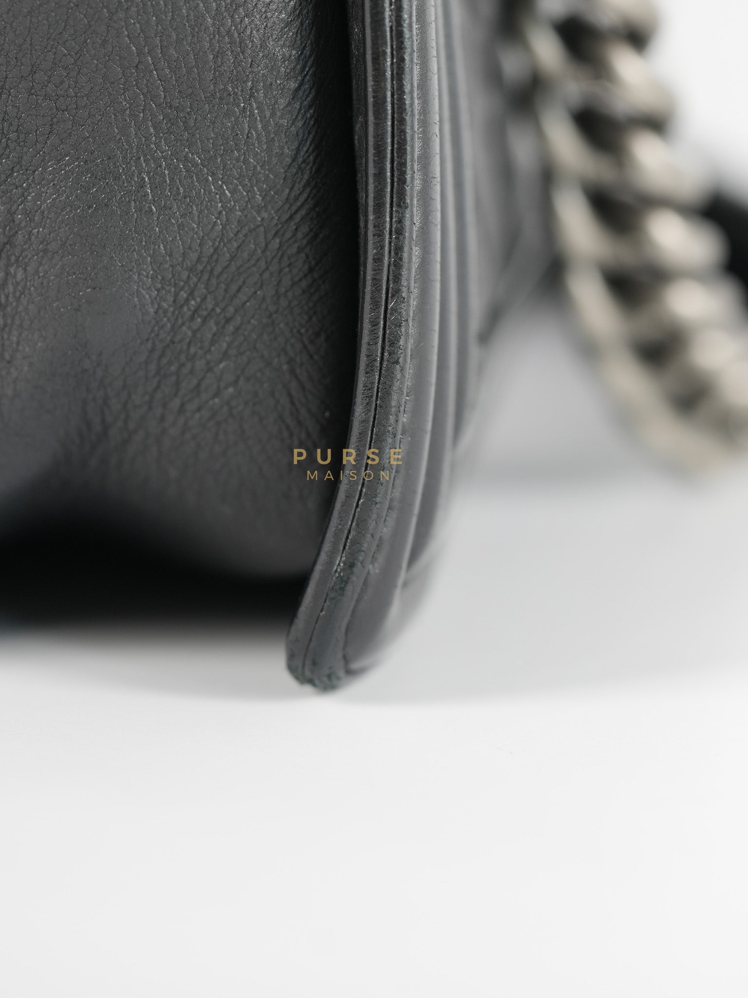 Boy Old Medium in Black Quilted Lambskin Leather & Ruthenium Hardware Series 19 | Purse Maison Luxury Bags Shop