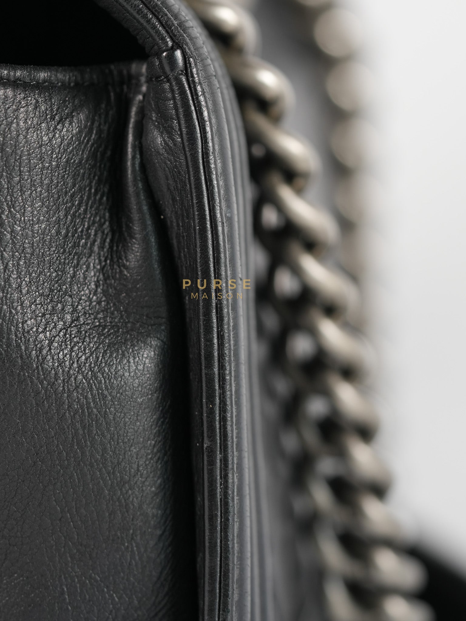Boy Old Medium in Black Quilted Lambskin Leather & Ruthenium Hardware Series 19 | Purse Maison Luxury Bags Shop