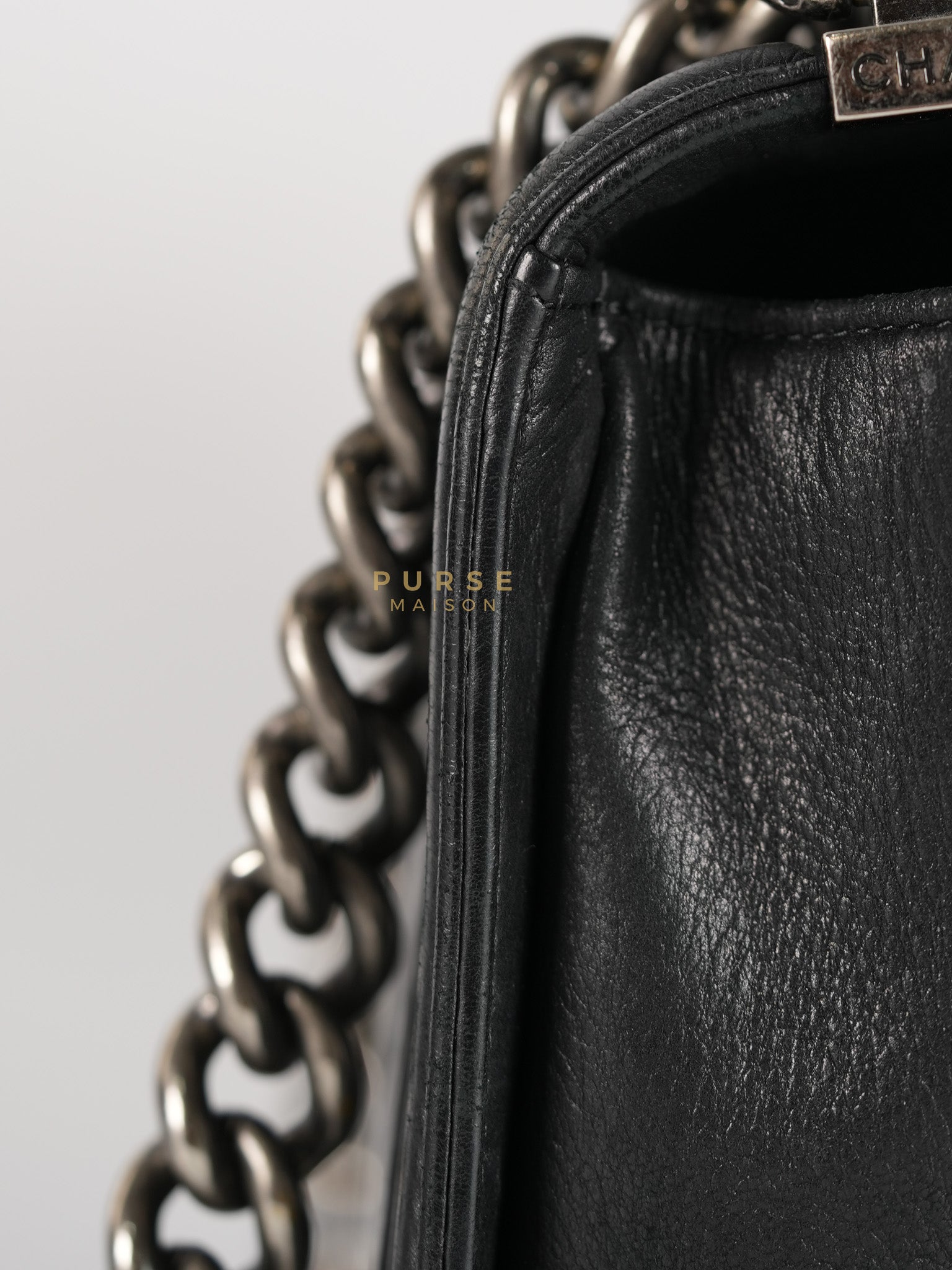 Boy Old Medium in Black Quilted Lambskin Leather & Ruthenium Hardware Series 19 | Purse Maison Luxury Bags Shop
