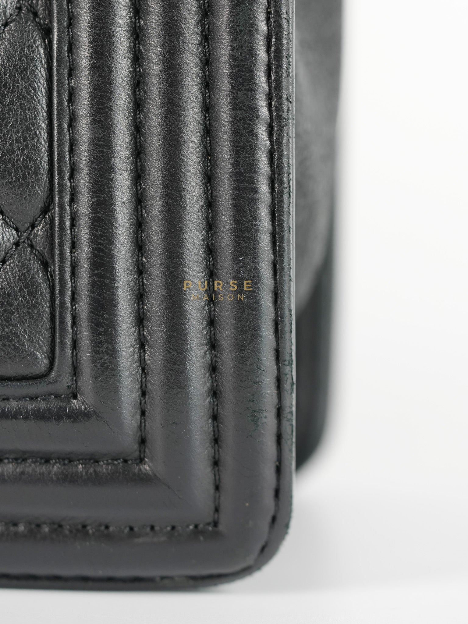 Boy Old Medium in Black Quilted Lambskin Leather & Ruthenium Hardware Series 19 | Purse Maison Luxury Bags Shop