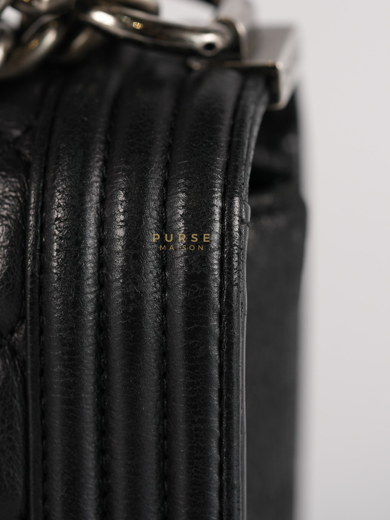 Boy Old Medium in Black Quilted Lambskin Leather & Ruthenium Hardware Series 19 | Purse Maison Luxury Bags Shop