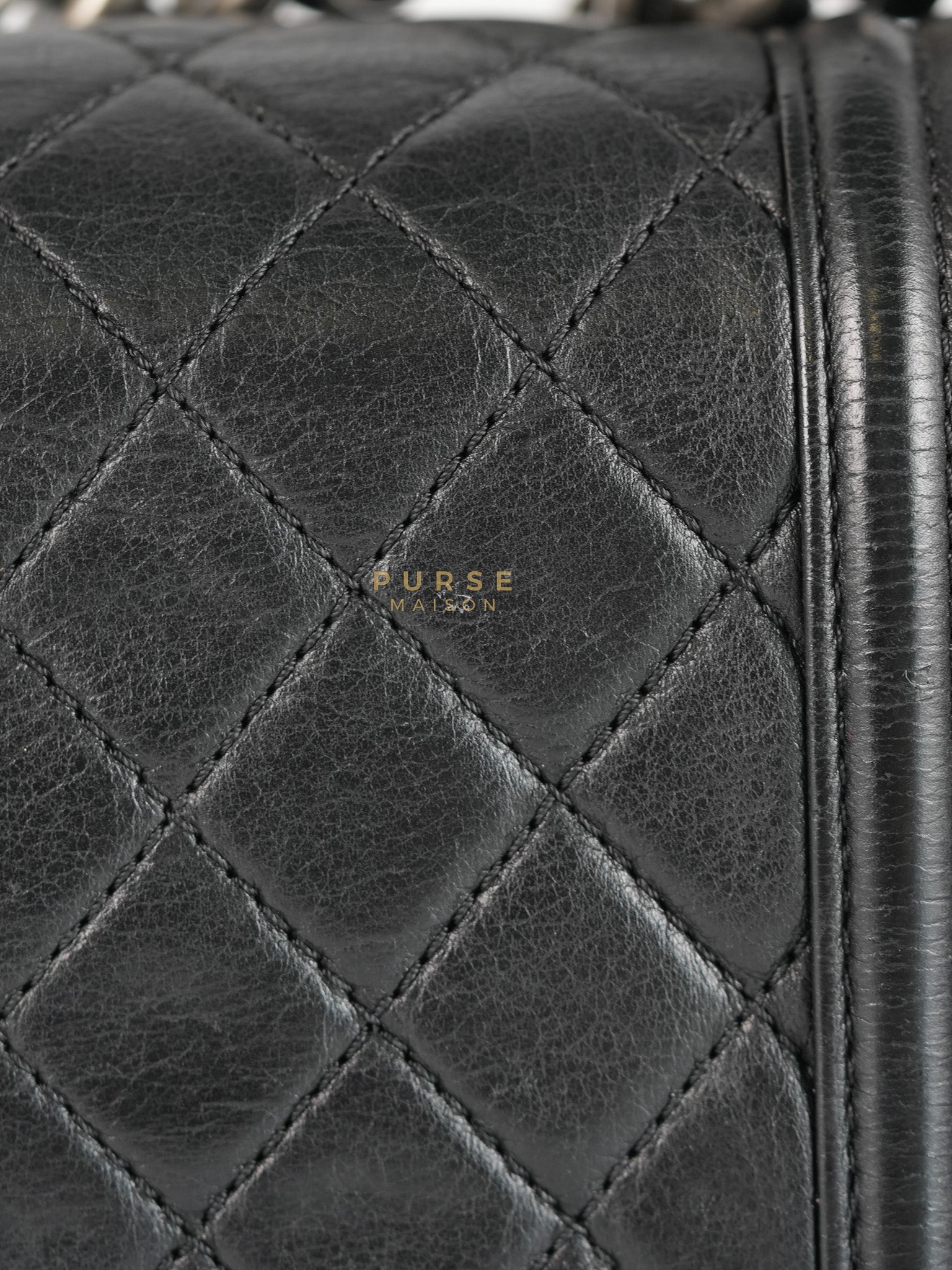 Boy Old Medium in Black Quilted Lambskin Leather & Ruthenium Hardware Series 19 | Purse Maison Luxury Bags Shop