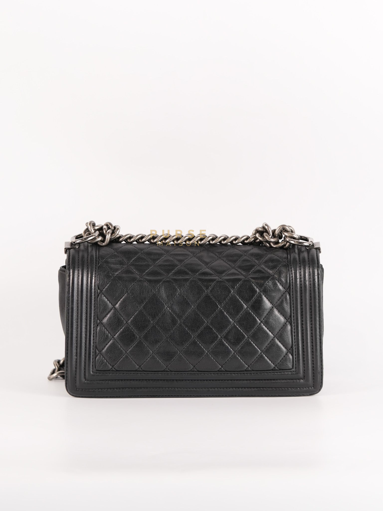 Boy Old Medium in Black Quilted Lambskin Leather & Ruthenium Hardware Series 19 | Purse Maison Luxury Bags Shop