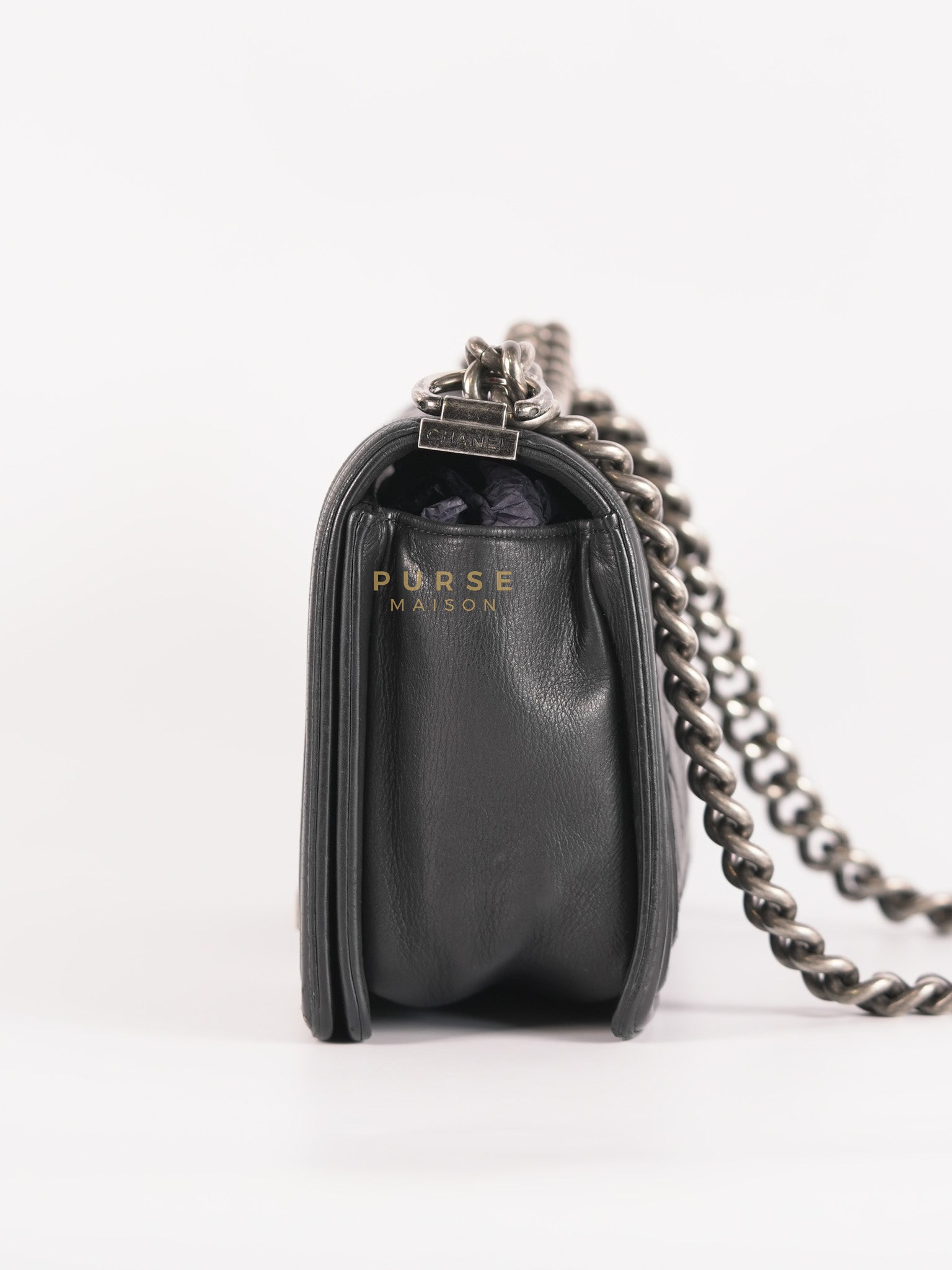 Boy Old Medium in Black Quilted Lambskin Leather & Ruthenium Hardware Series 19 | Purse Maison Luxury Bags Shop