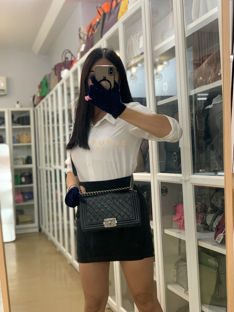 Boy Old Medium in Black Quilted Lambskin Leather & Ruthenium Hardware Series 19 | Purse Maison Luxury Bags Shop