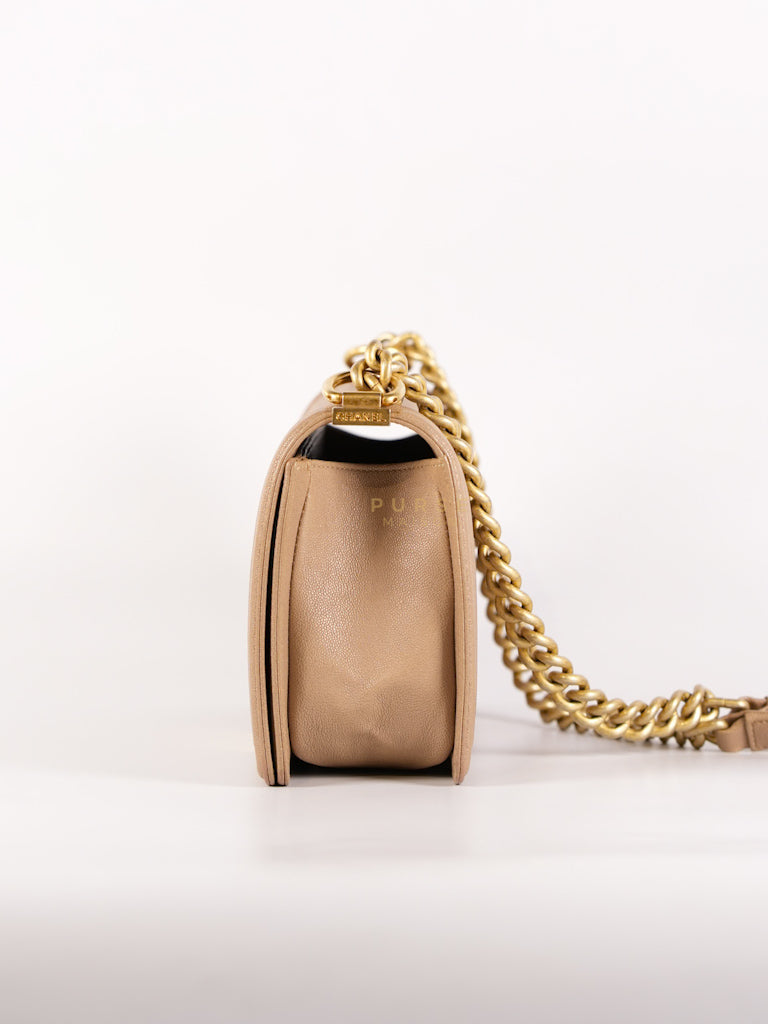 Boy Old Medium in Dark Beige Caviar Leather Aged Gold Hardware (Series 27) | Purse Maison Luxury Bags Shop