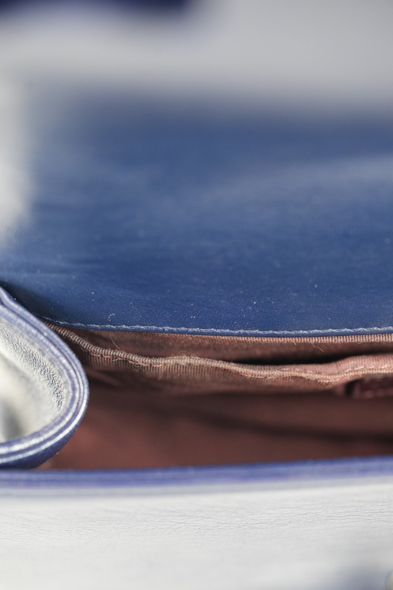 Boy Old Medium in Dark Blue Chevron Lambskin Leather Ruthenium Hardware (Series 20) | Purse Maison Luxury Bags Shop