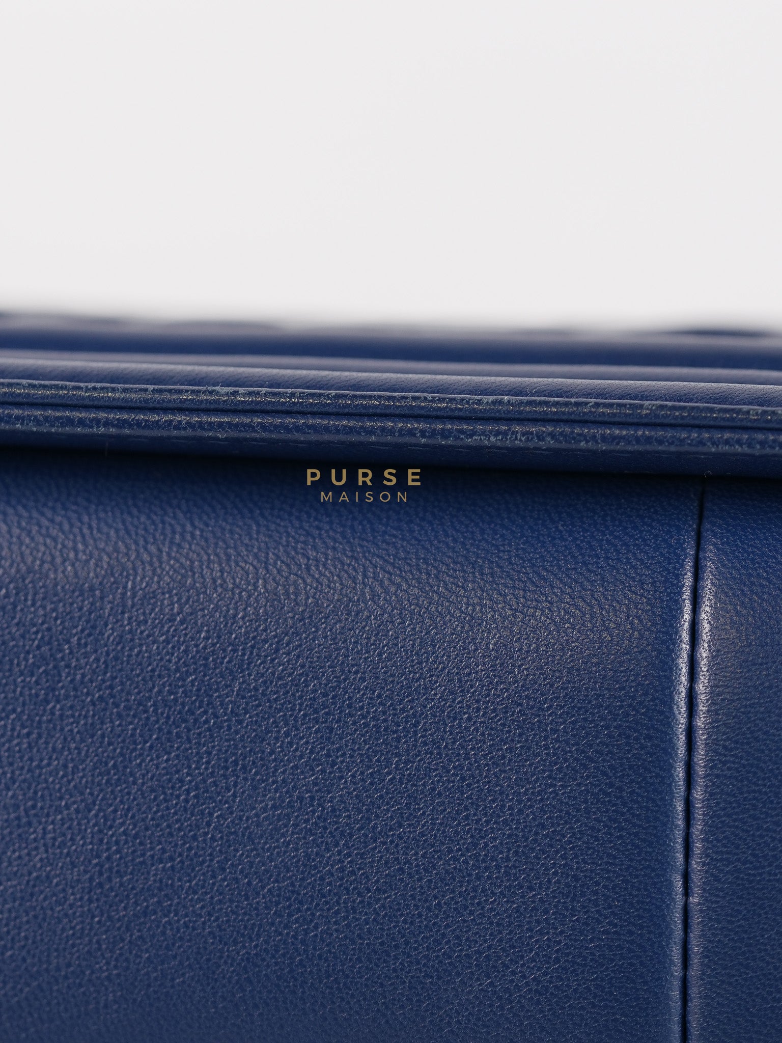 Boy Old Medium in Dark Royal Blue Chevron Lambskin Leather & Ruthenium Hardware Series 20 | Purse Maison Luxury Bags Shop