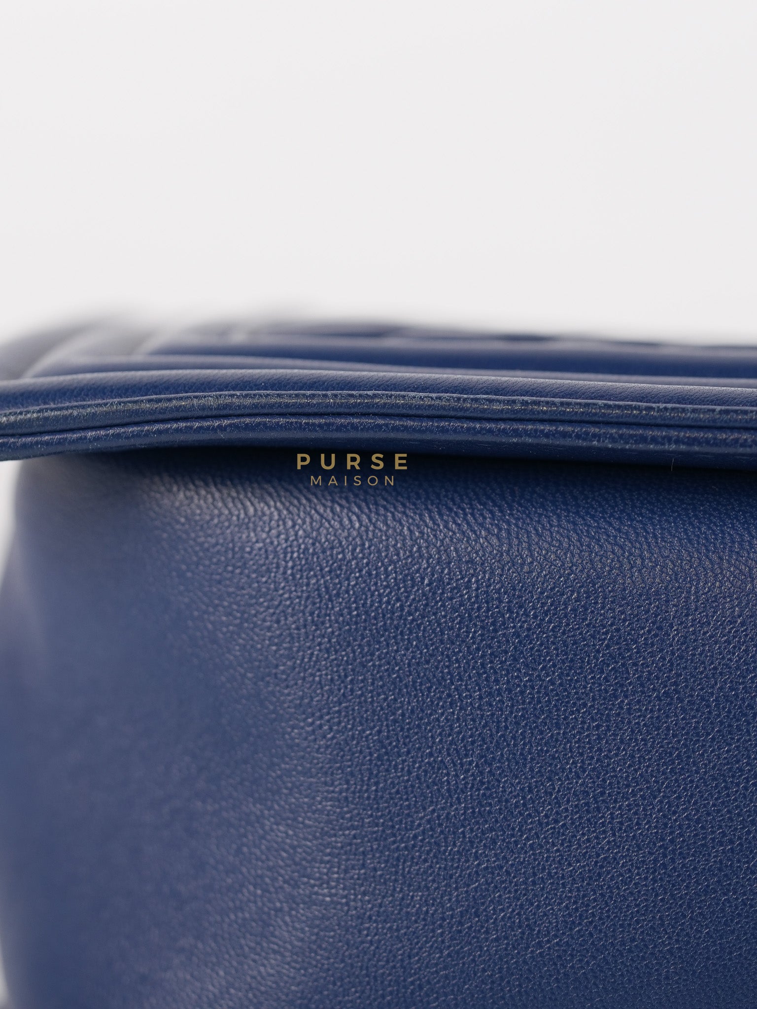 Boy Old Medium in Dark Royal Blue Chevron Lambskin Leather & Ruthenium Hardware Series 20 | Purse Maison Luxury Bags Shop