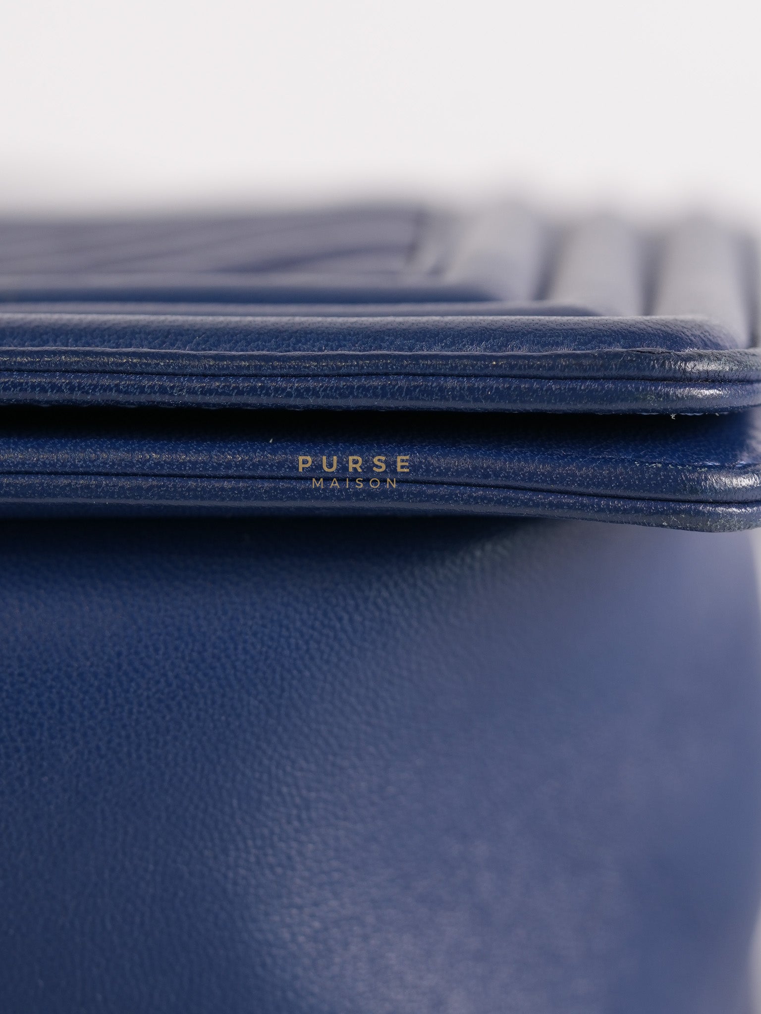 Boy Old Medium in Dark Royal Blue Chevron Lambskin Leather & Ruthenium Hardware Series 20 | Purse Maison Luxury Bags Shop