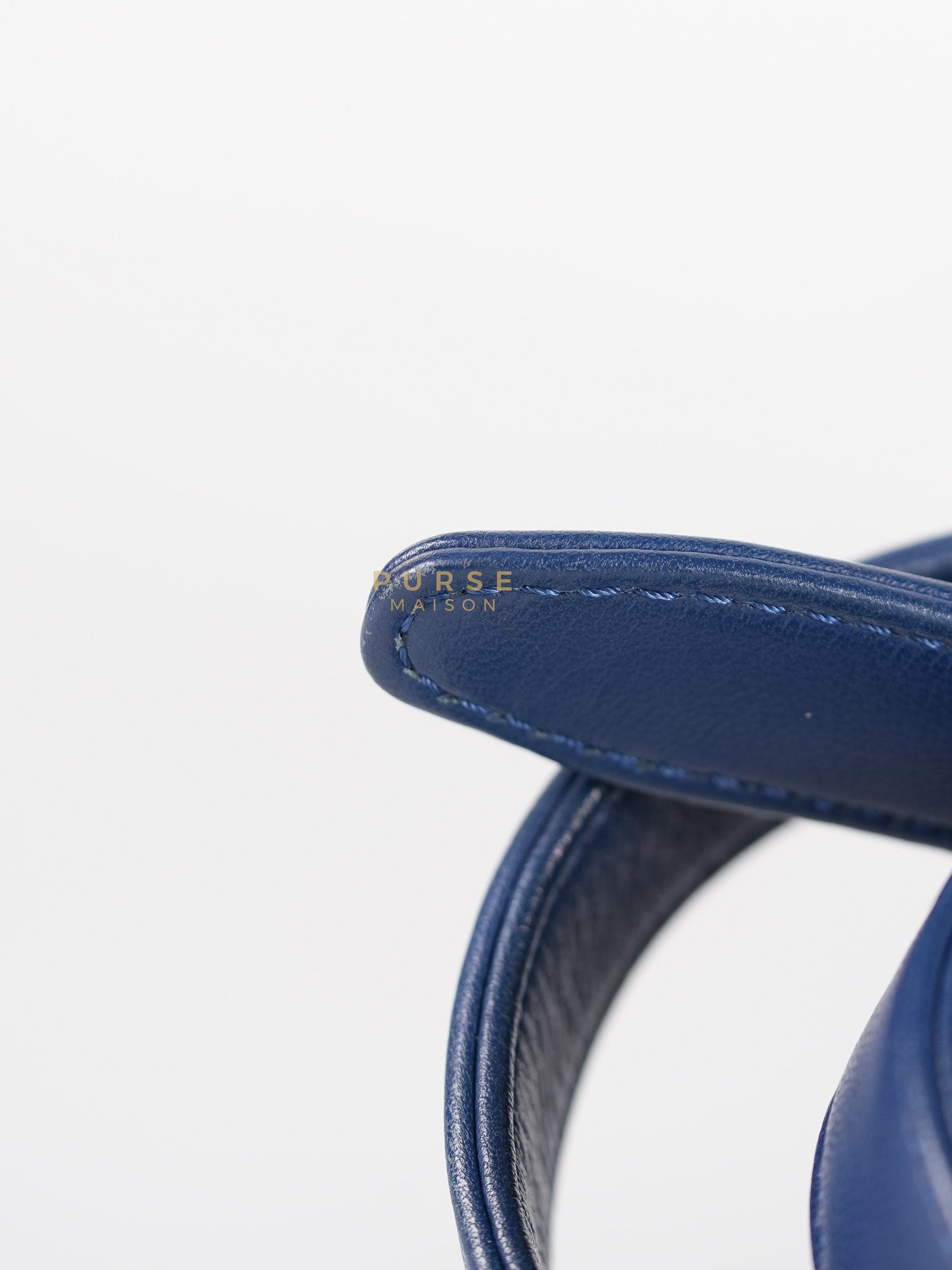 Boy Old Medium in Dark Royal Blue Chevron Lambskin Leather & Ruthenium Hardware Series 20 | Purse Maison Luxury Bags Shop