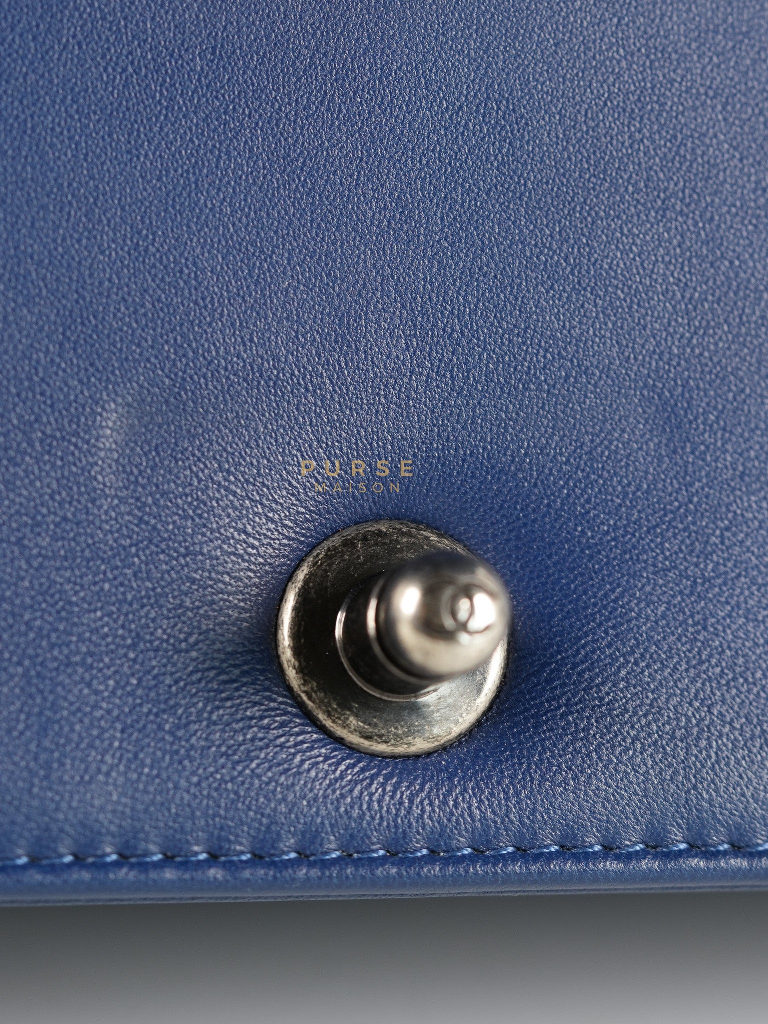 Boy Old Medium in Dark Royal Blue Chevron Lambskin Leather & Ruthenium Hardware Series 20 | Purse Maison Luxury Bags Shop