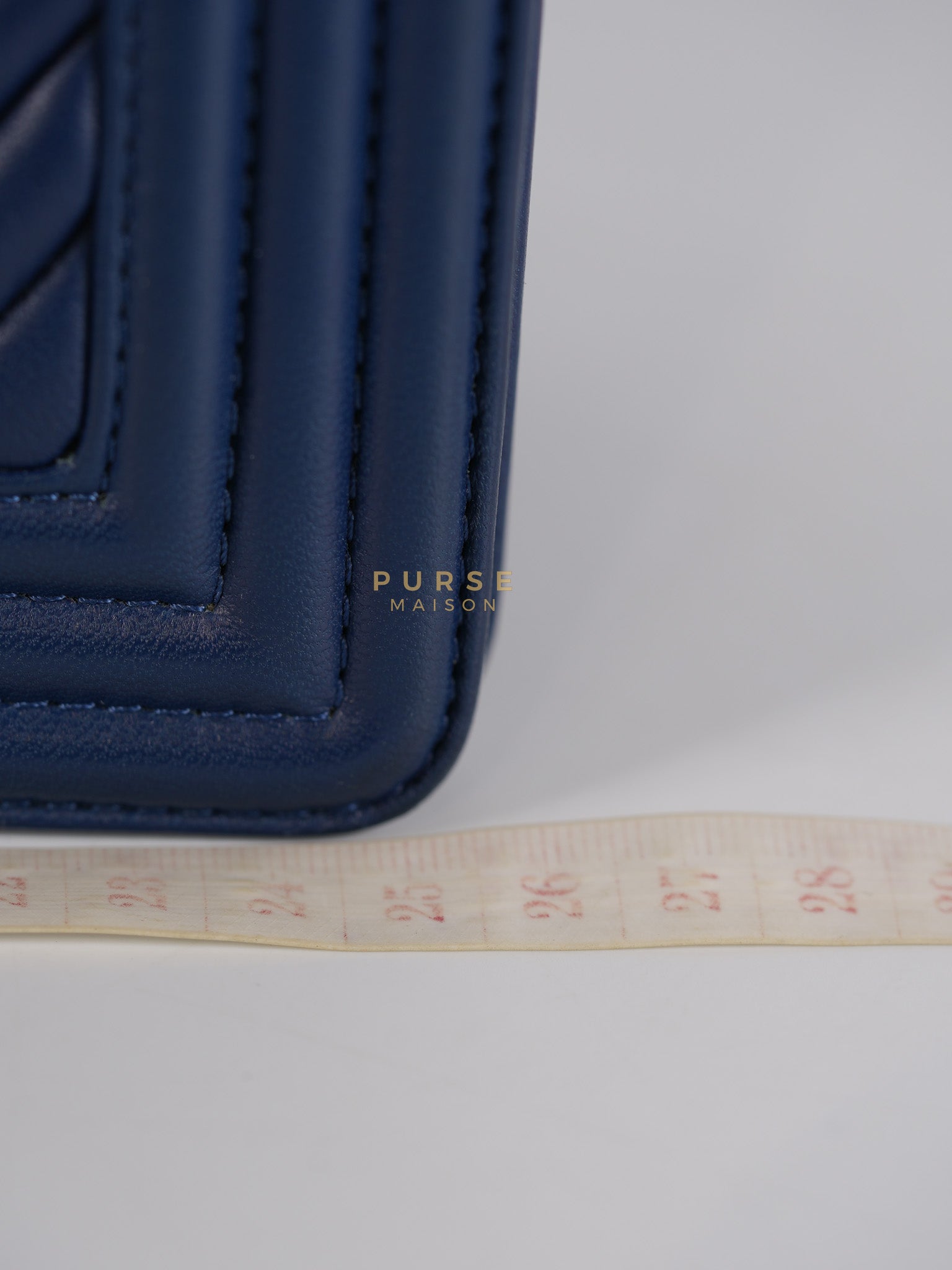 Boy Old Medium in Dark Royal Blue Chevron Lambskin Leather & Ruthenium Hardware Series 20 | Purse Maison Luxury Bags Shop