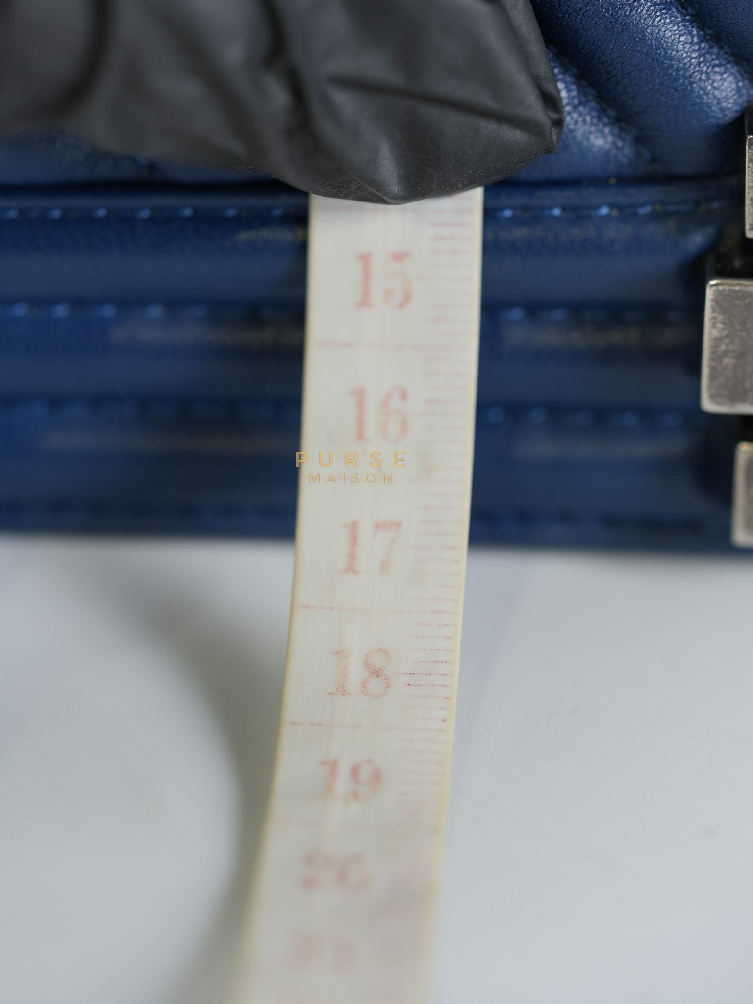Boy Old Medium in Dark Royal Blue Chevron Lambskin Leather & Ruthenium Hardware Series 20 | Purse Maison Luxury Bags Shop