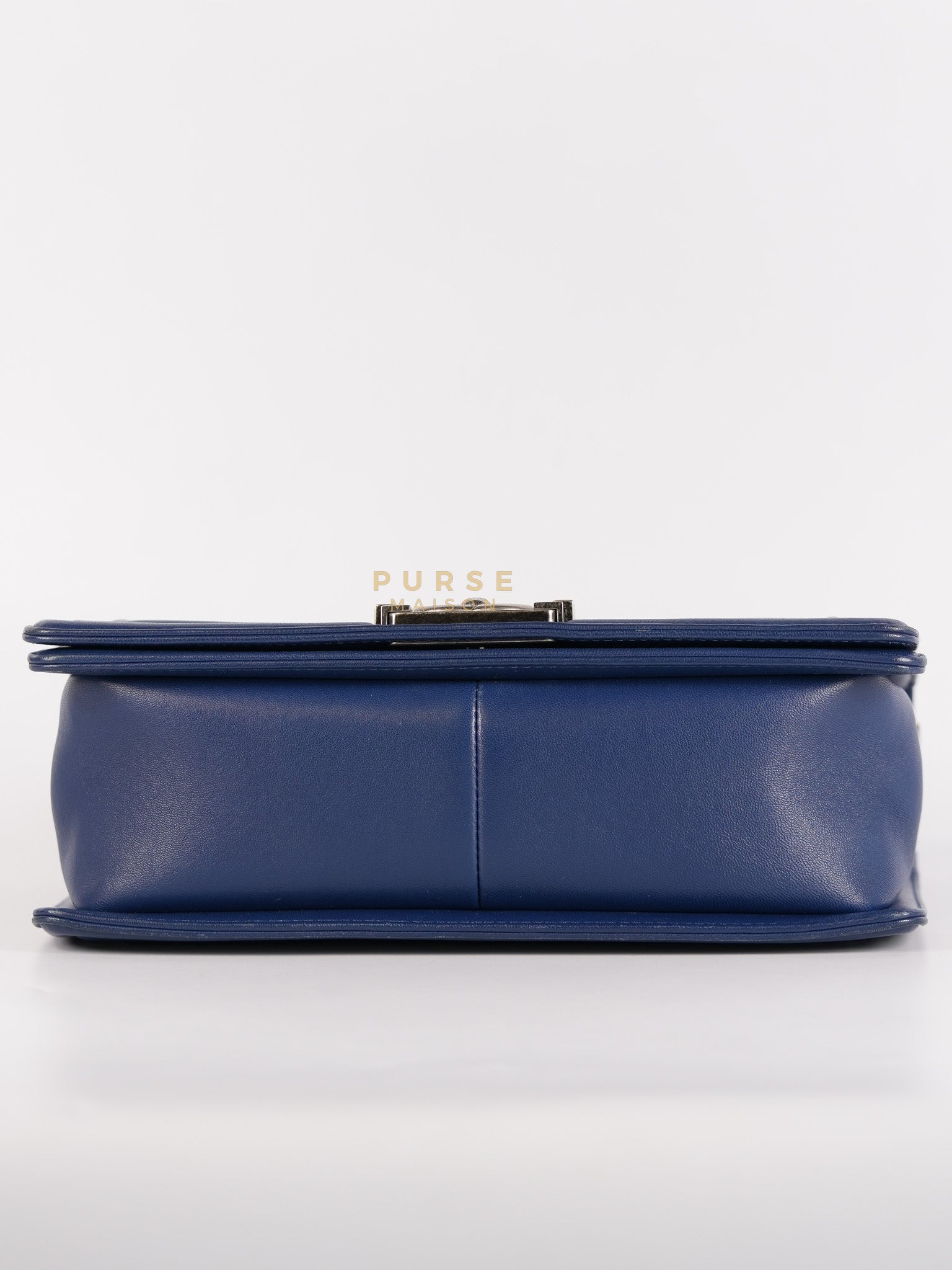 Boy Old Medium in Dark Royal Blue Chevron Lambskin Leather & Ruthenium Hardware Series 20 | Purse Maison Luxury Bags Shop