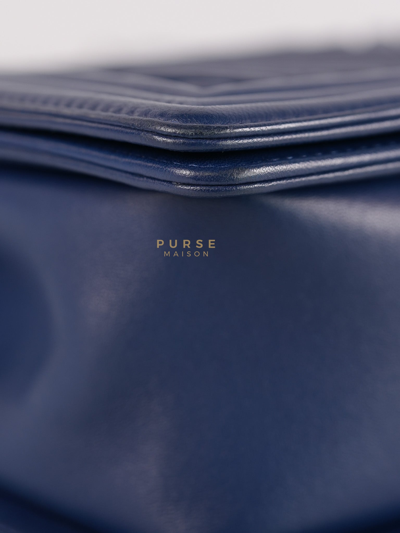 Boy Old Medium in Dark Royal Blue Chevron Lambskin Leather & Ruthenium Hardware Series 20 | Purse Maison Luxury Bags Shop