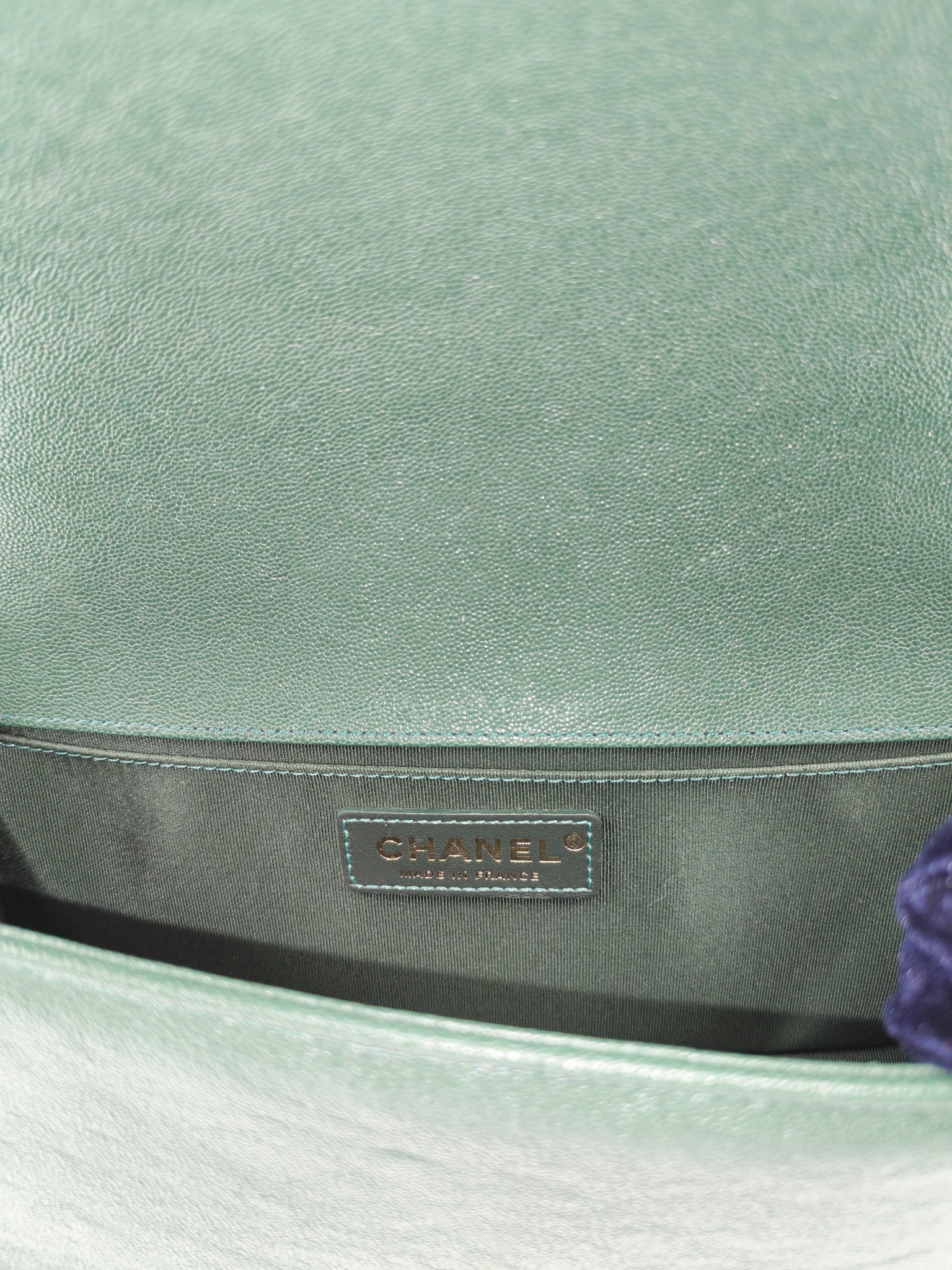 Boy Old Medium in Green Chevron Calfskin Leather and Aged Gold Hardware Series 26 | Purse Maison Luxury Bags Shop