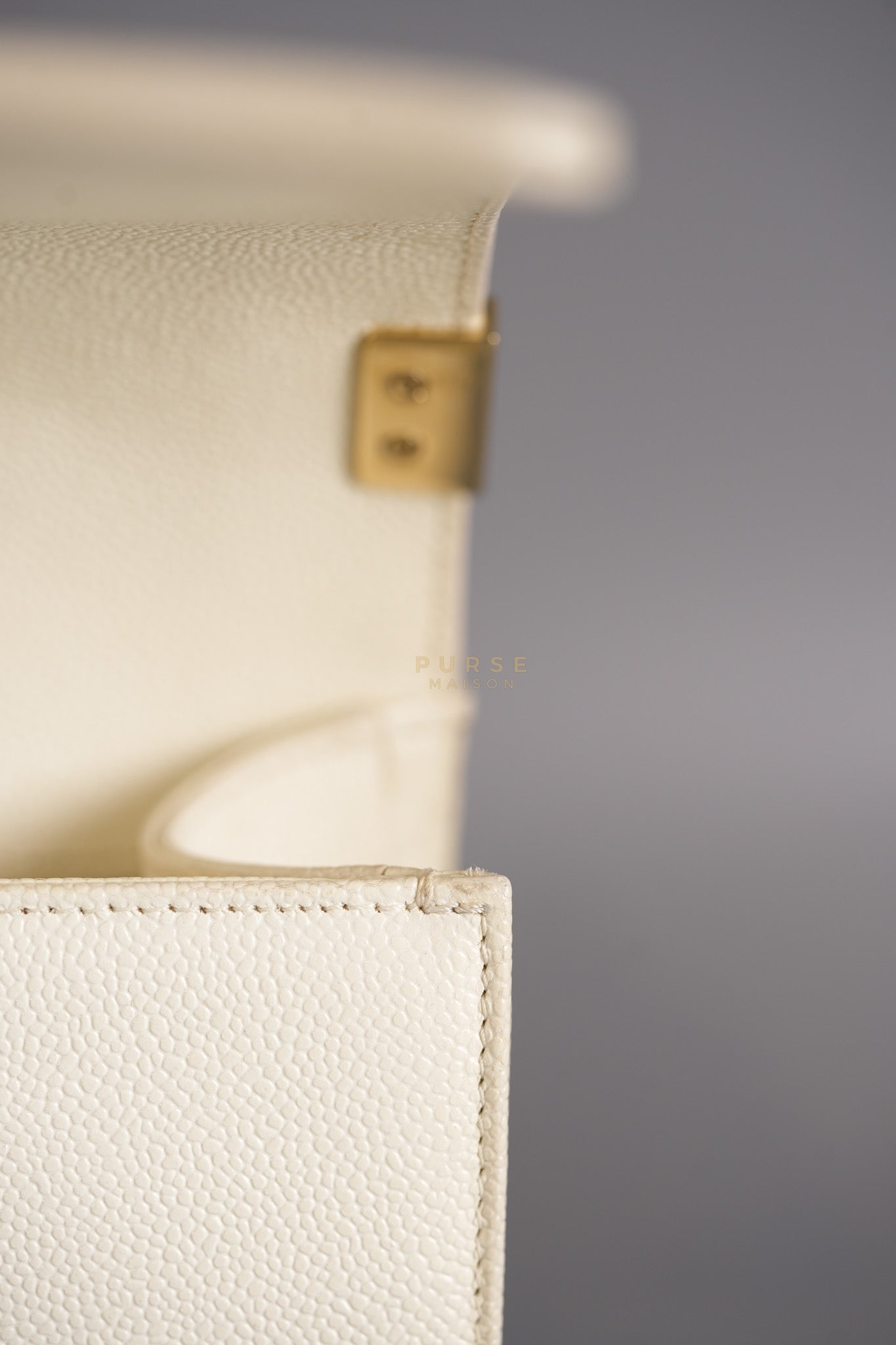 Boy Old Medium in Off White Caviar Leather and Light Gold Hardware (Microchip) | Purse Maison Luxury Bags Shop