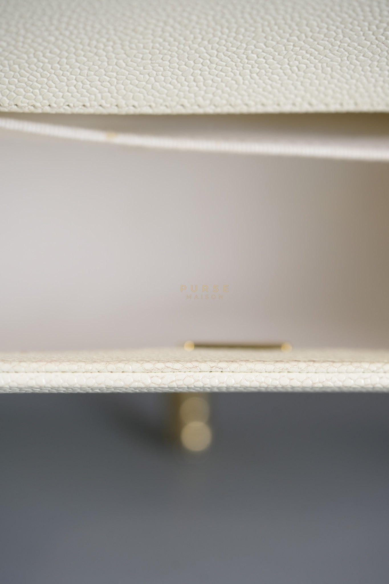 Boy Old Medium in Off White Caviar Leather and Light Gold Hardware (Microchip) | Purse Maison Luxury Bags Shop