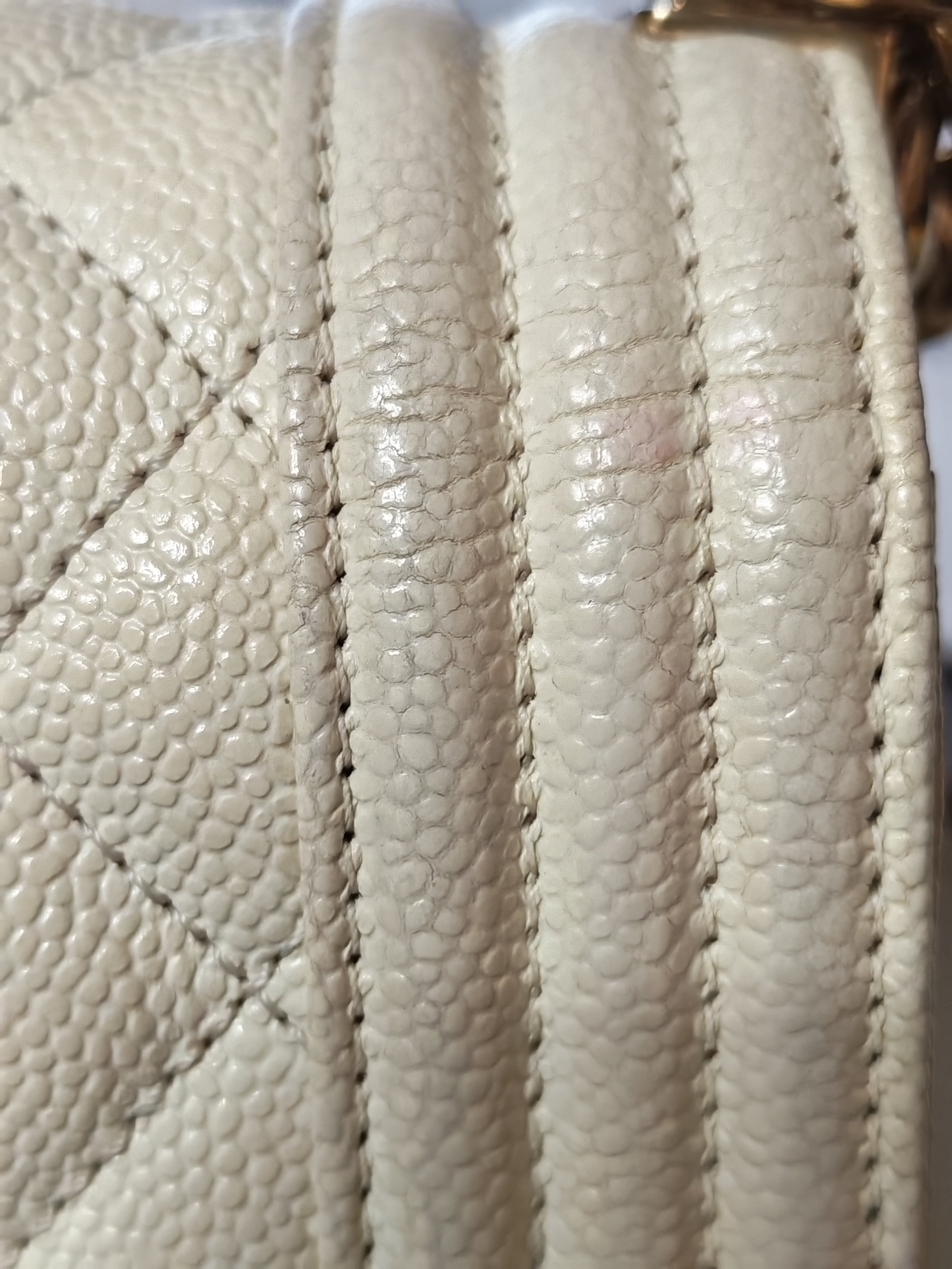 Boy Old Medium in Off White Caviar Leather and Light Gold Hardware (Microchip) | Purse Maison Luxury Bags Shop