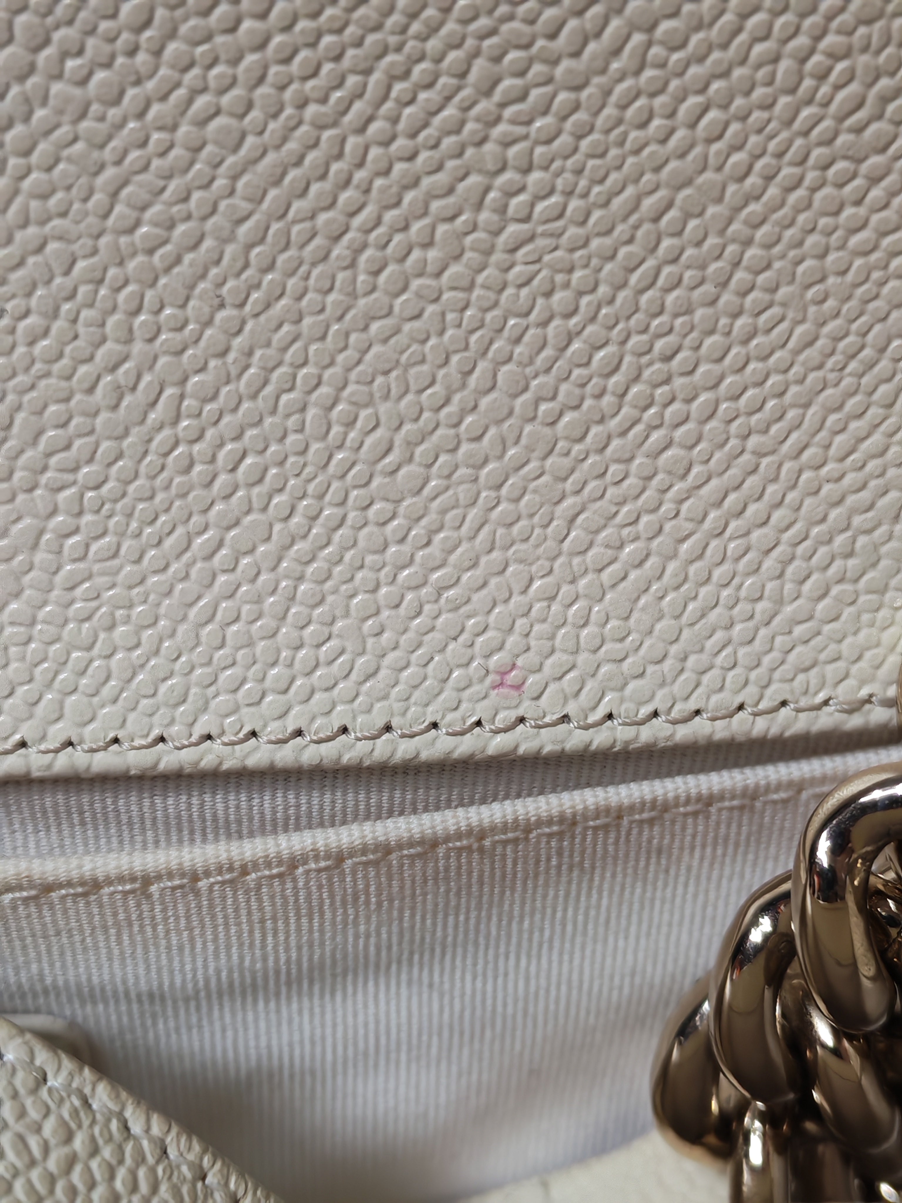 Boy Old Medium in Off White Caviar Leather and Light Gold Hardware (Microchip) | Purse Maison Luxury Bags Shop