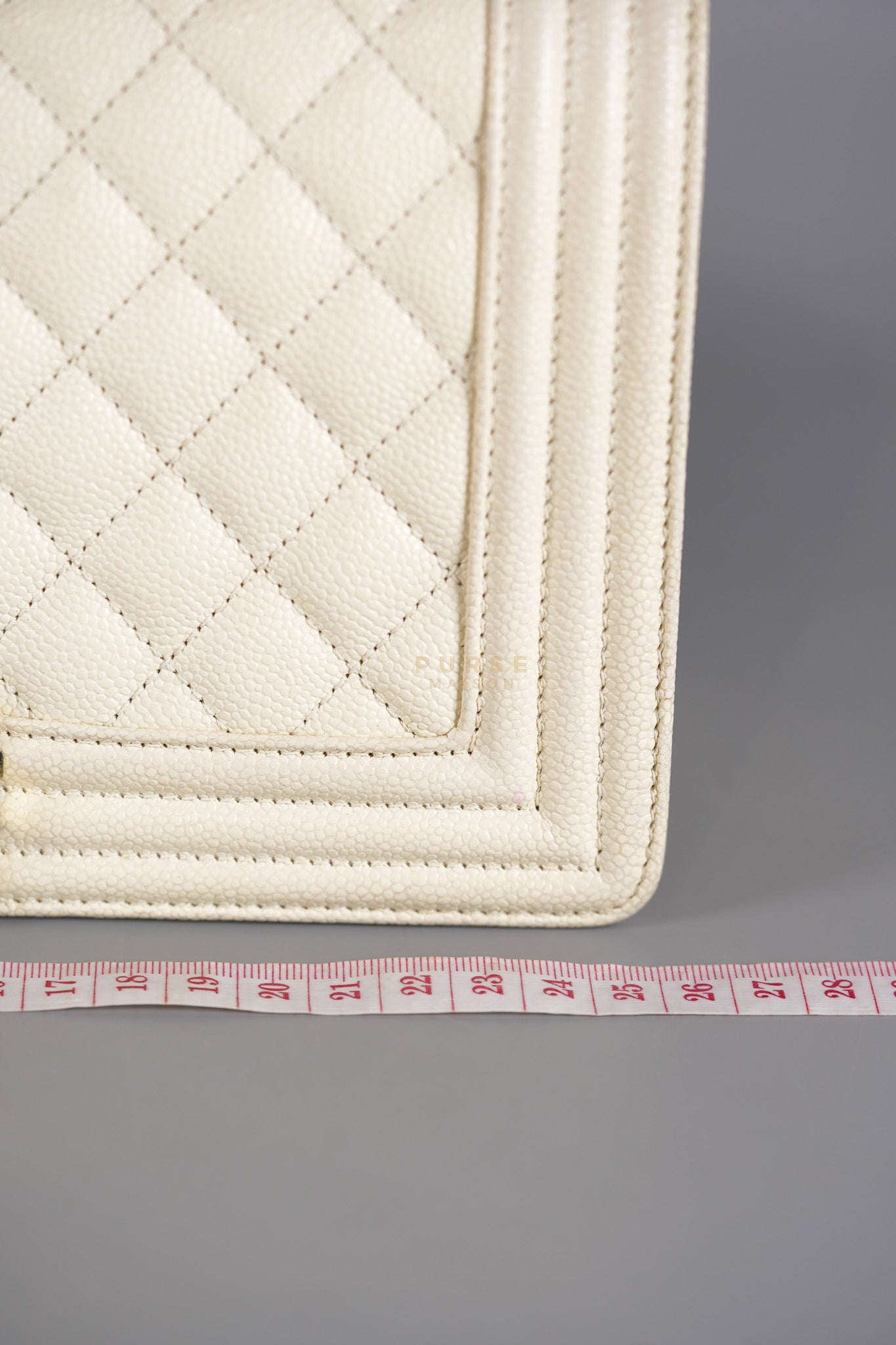 Boy Old Medium in Off White Caviar Leather and Light Gold Hardware (Microchip) | Purse Maison Luxury Bags Shop