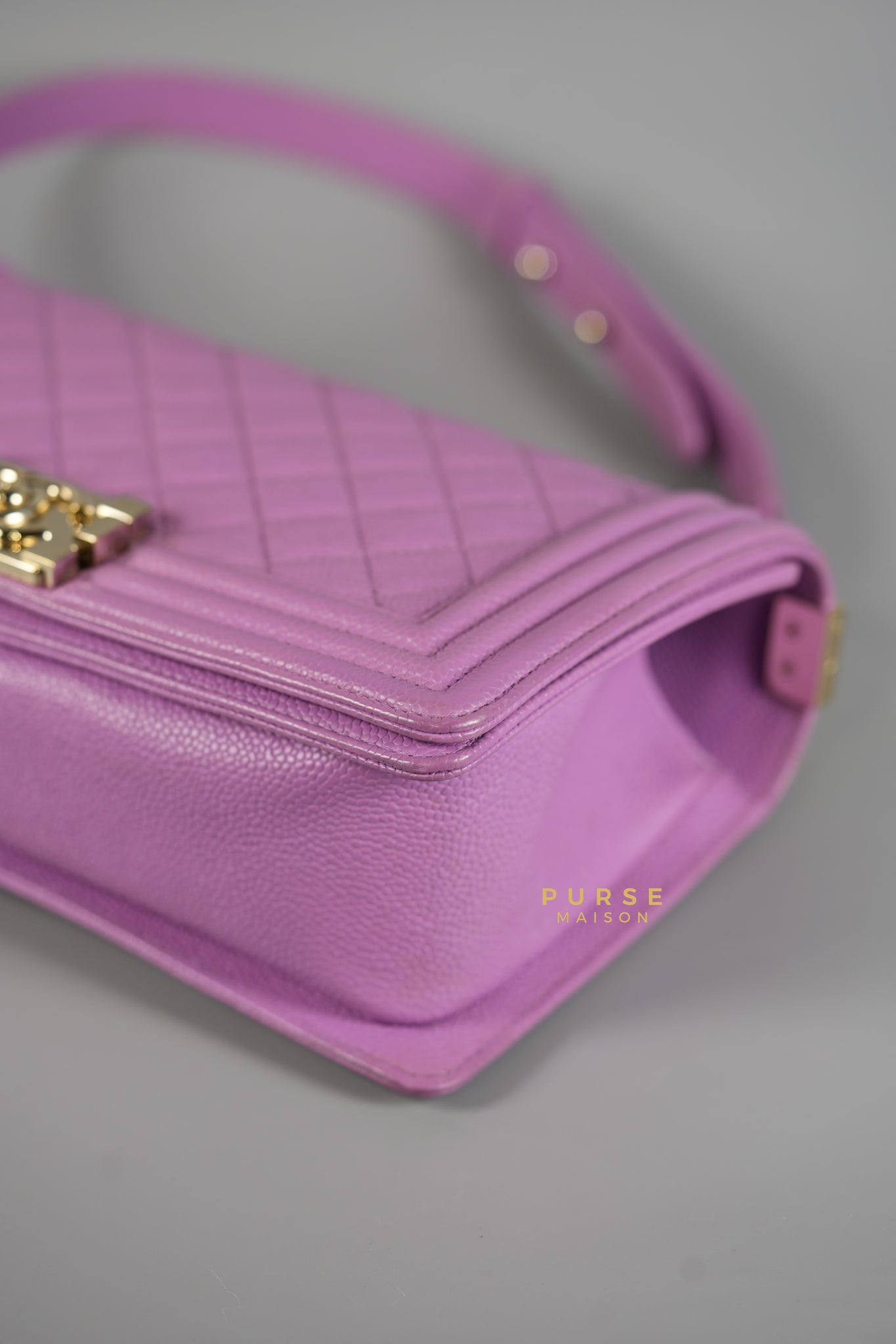 Boy Old Medium in Purple Caviar Leather and Champagne Hardware Series 29 | Purse Maison Luxury Bags Shop