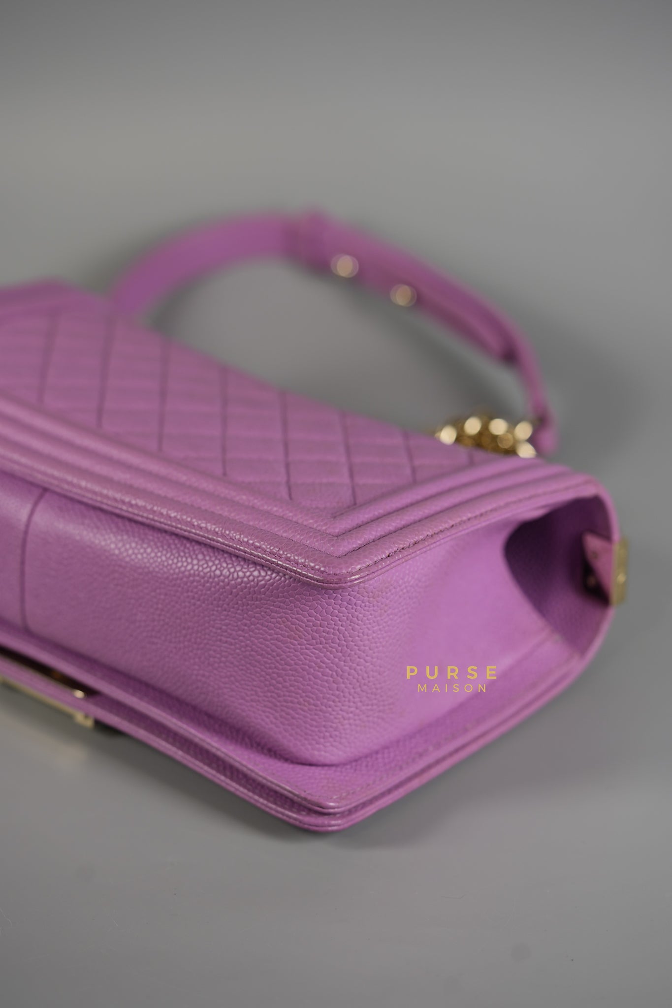 Boy Old Medium in Purple Caviar Leather and Champagne Hardware Series 29 | Purse Maison Luxury Bags Shop