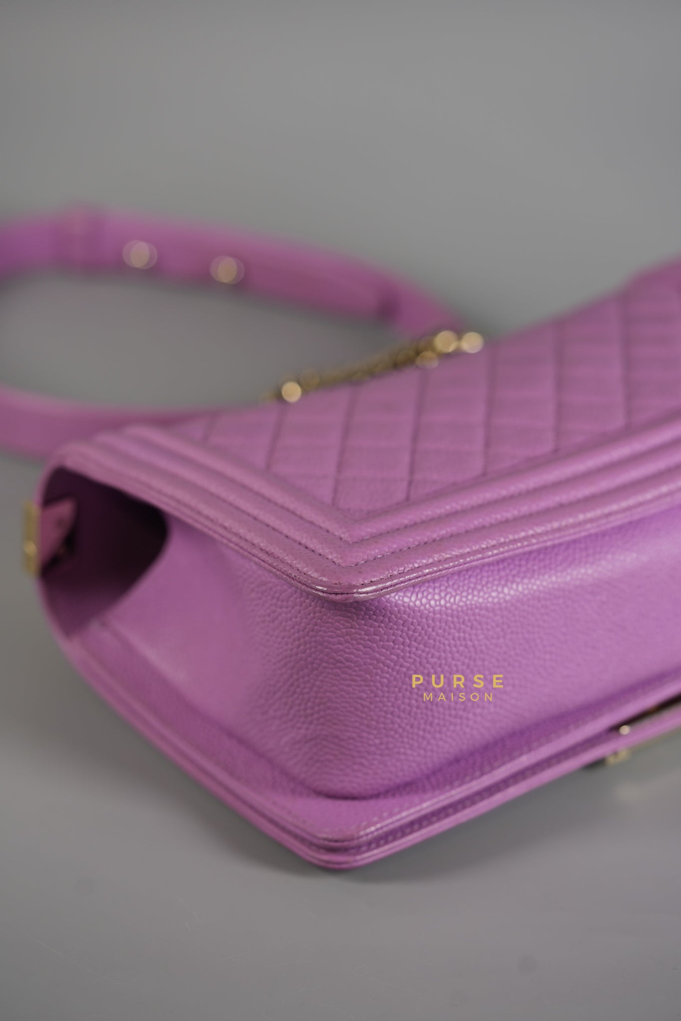 Boy Old Medium in Purple Caviar Leather and Champagne Hardware Series 29 | Purse Maison Luxury Bags Shop