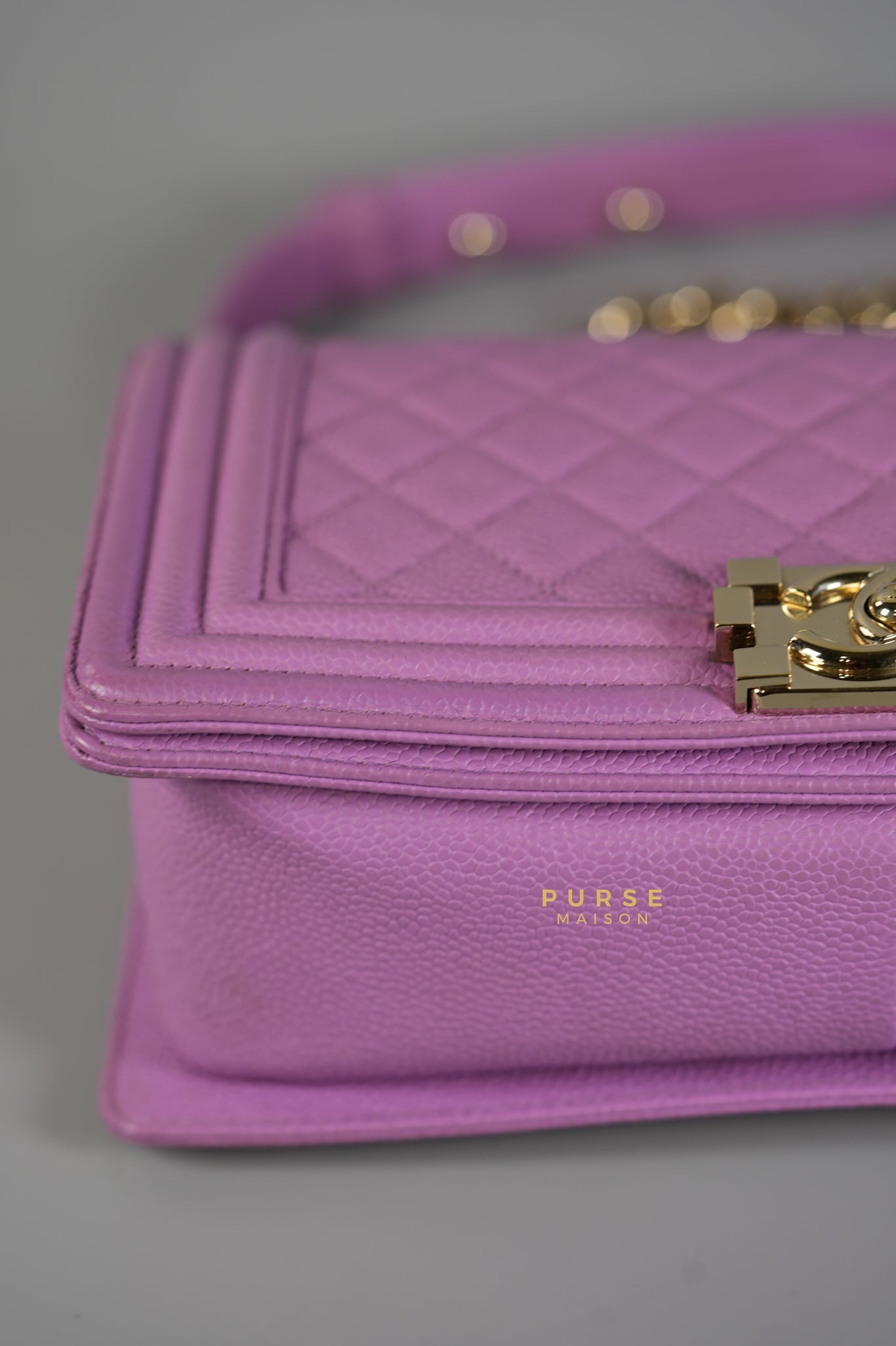 Boy Old Medium in Purple Caviar Leather and Champagne Hardware Series 29 | Purse Maison Luxury Bags Shop