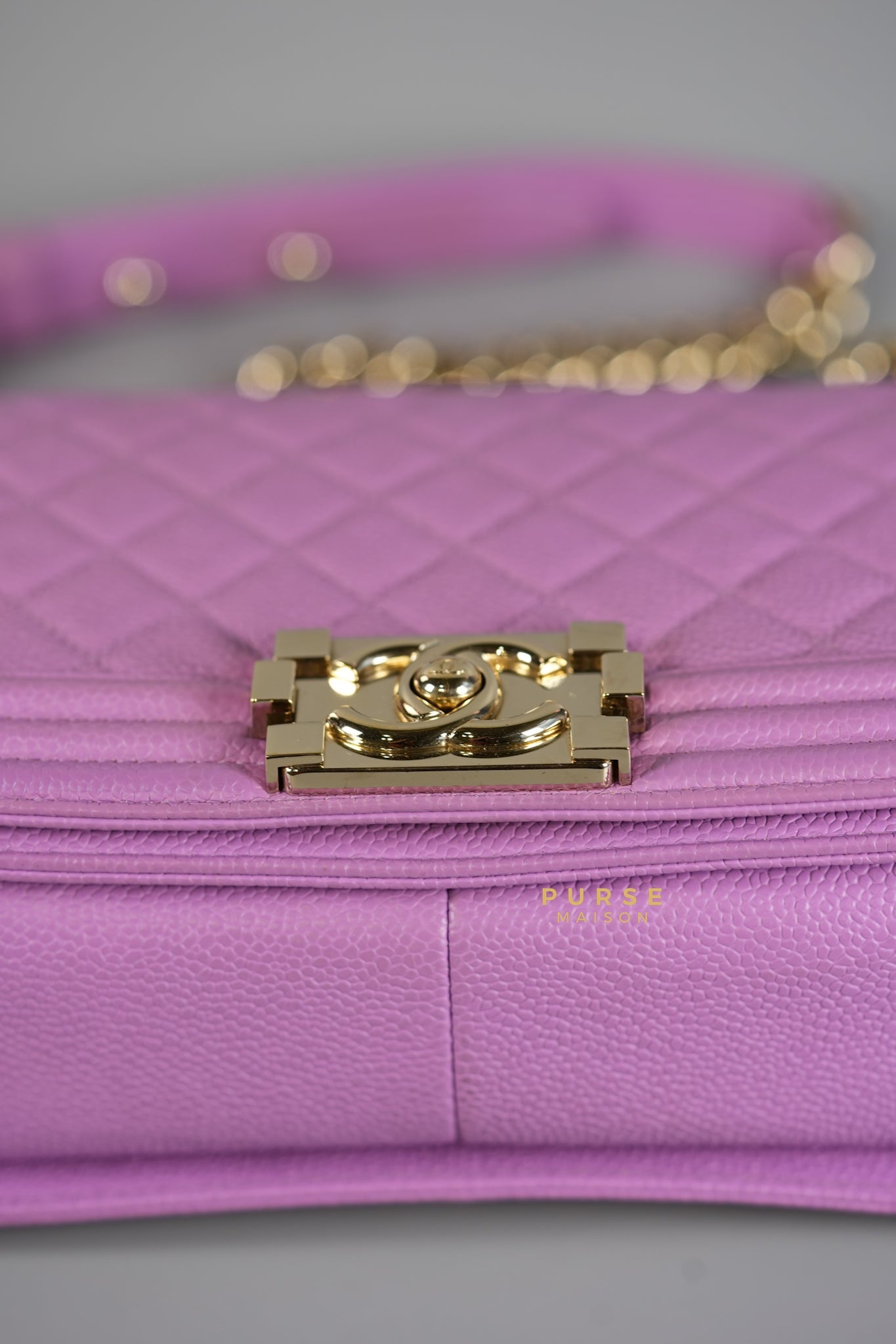 Boy Old Medium in Purple Caviar Leather and Champagne Hardware Series 29 | Purse Maison Luxury Bags Shop