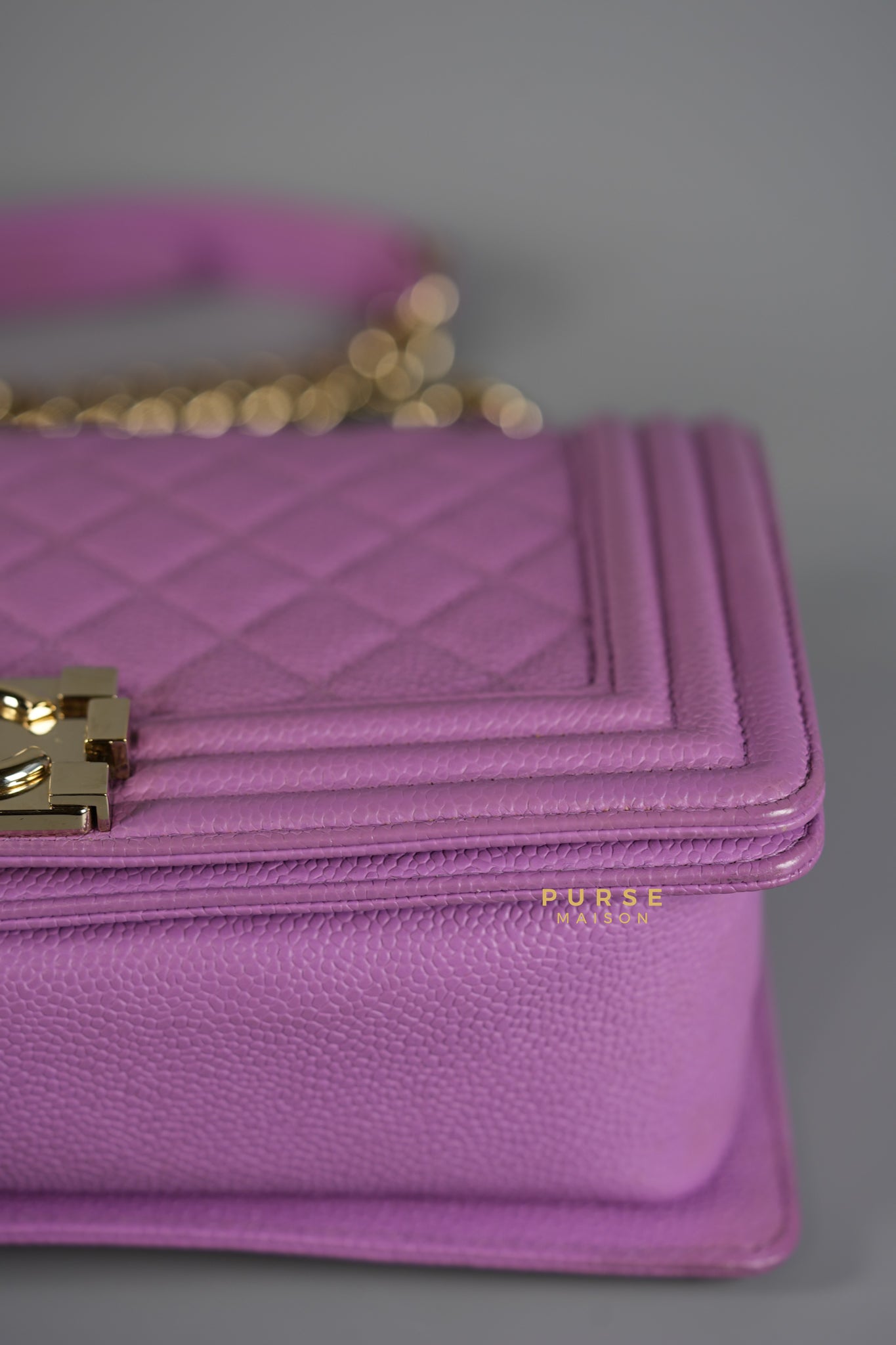 Boy Old Medium in Purple Caviar Leather and Champagne Hardware Series 29 | Purse Maison Luxury Bags Shop