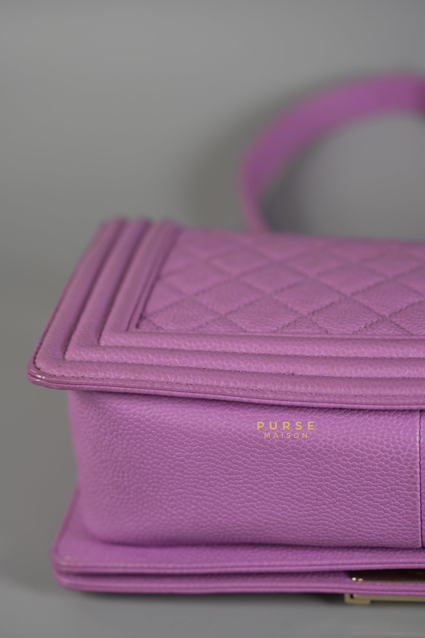 Boy Old Medium in Purple Caviar Leather and Champagne Hardware Series 29 | Purse Maison Luxury Bags Shop