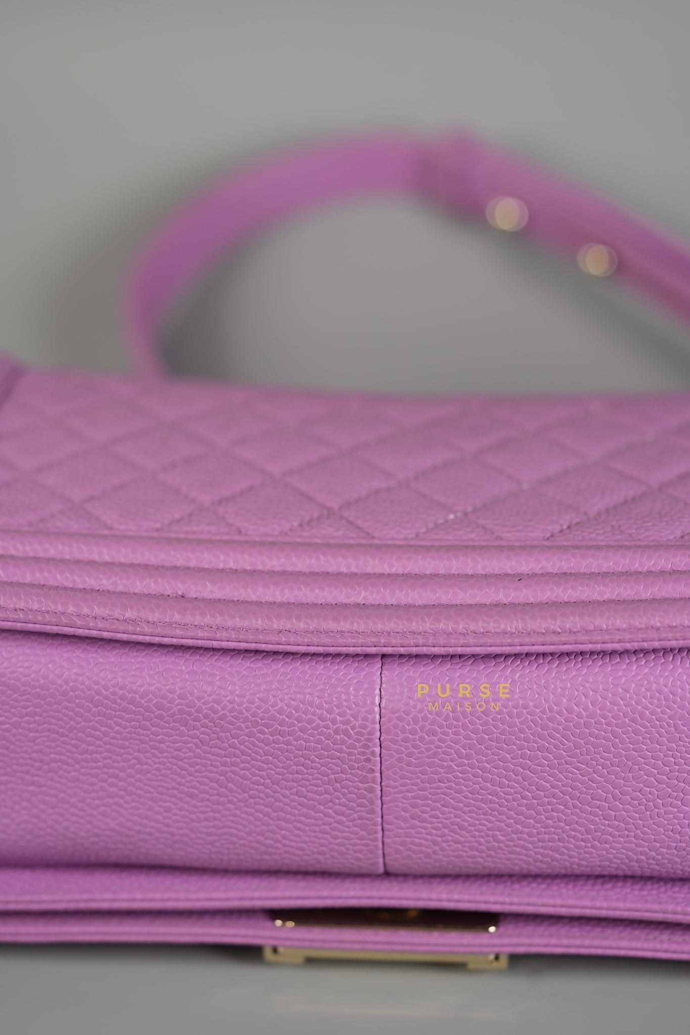 Boy Old Medium in Purple Caviar Leather and Champagne Hardware Series 29 | Purse Maison Luxury Bags Shop