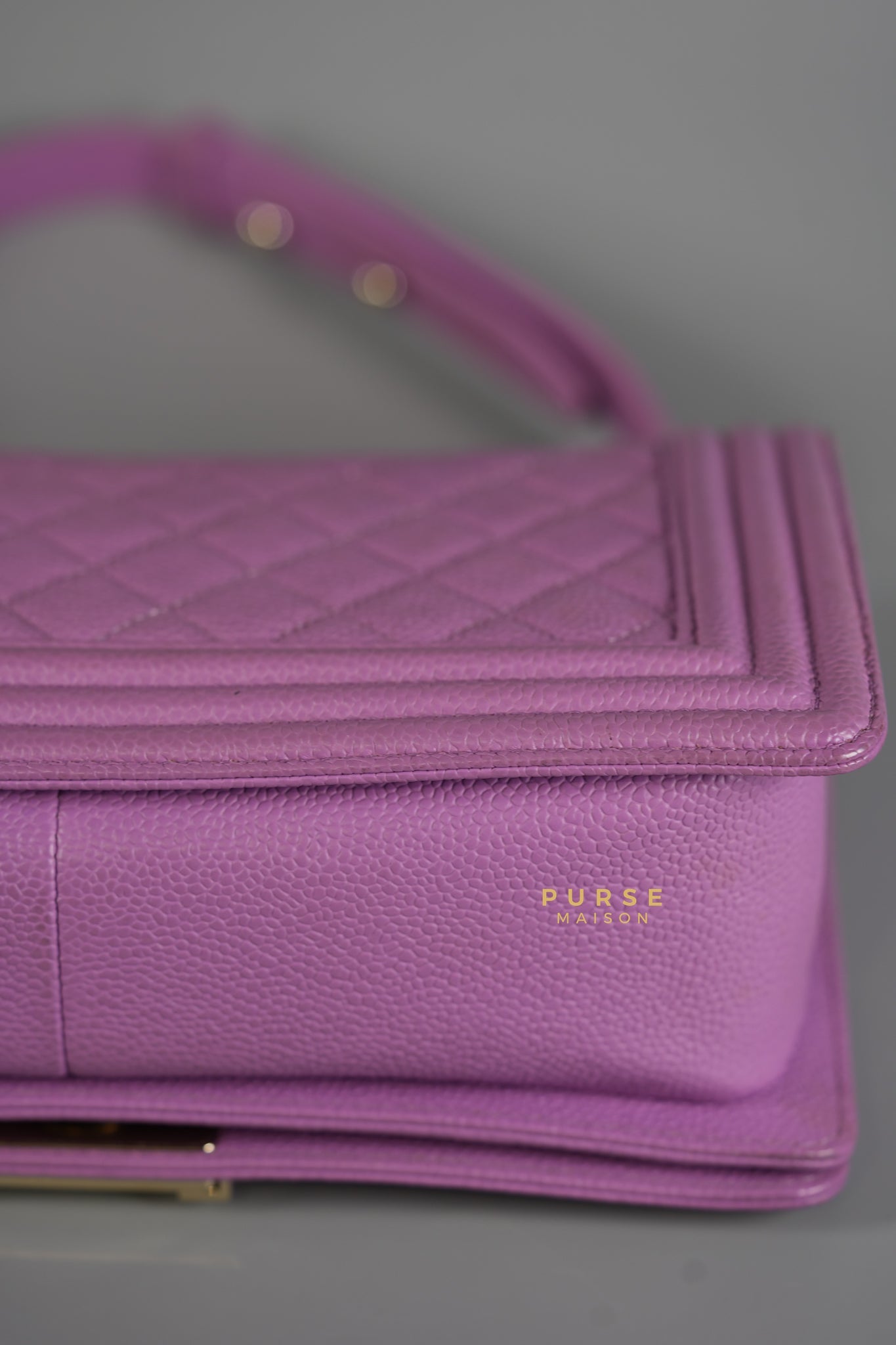 Boy Old Medium in Purple Caviar Leather and Champagne Hardware Series 29 | Purse Maison Luxury Bags Shop