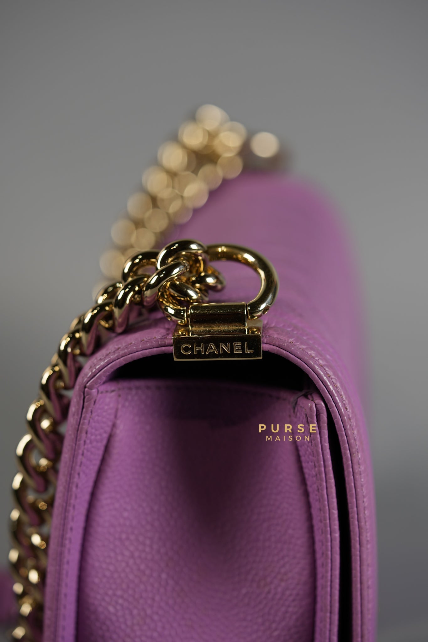 Boy Old Medium in Purple Caviar Leather and Champagne Hardware Series 29 | Purse Maison Luxury Bags Shop