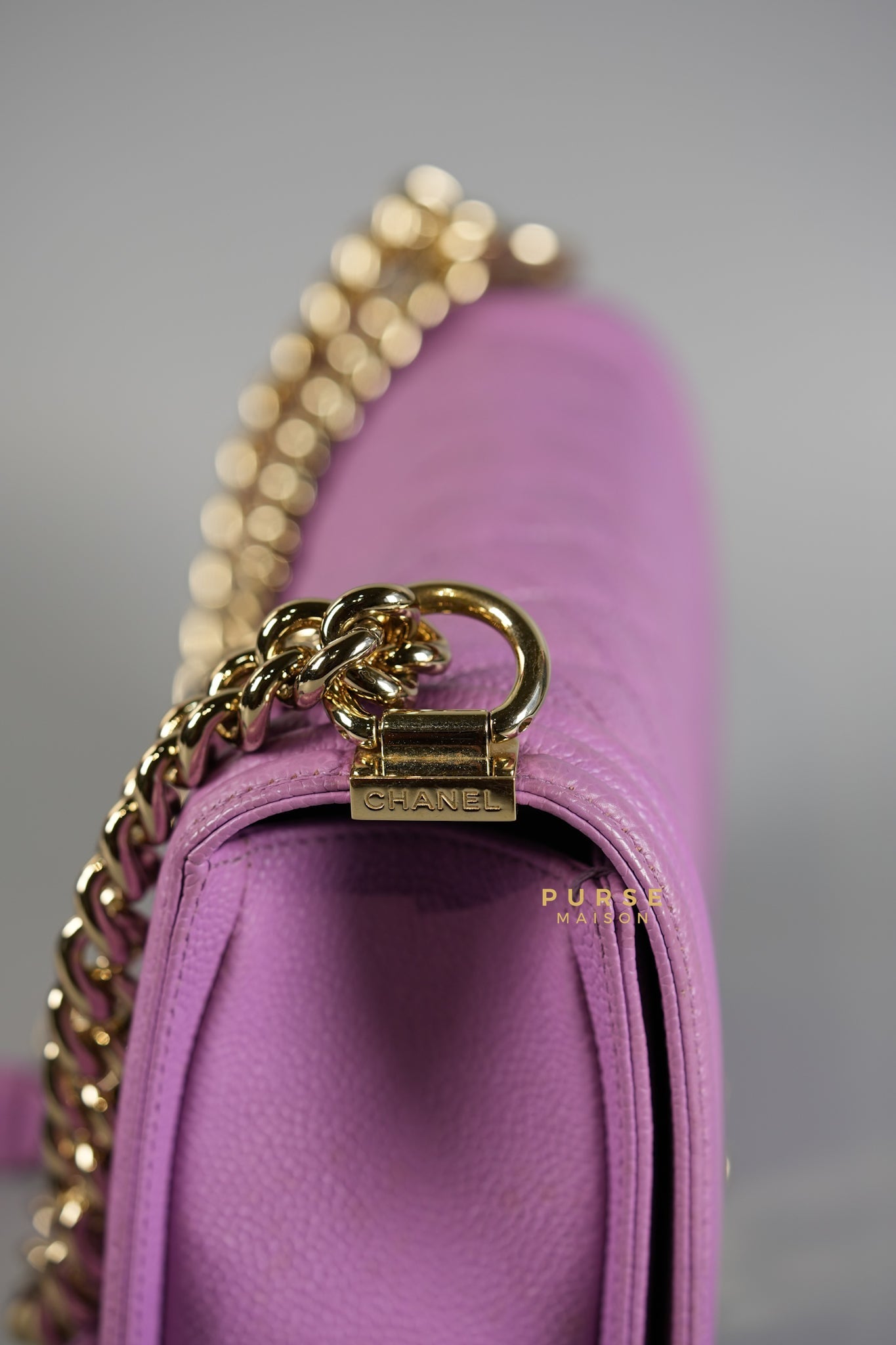 Boy Old Medium in Purple Caviar Leather and Champagne Hardware Series 29 | Purse Maison Luxury Bags Shop