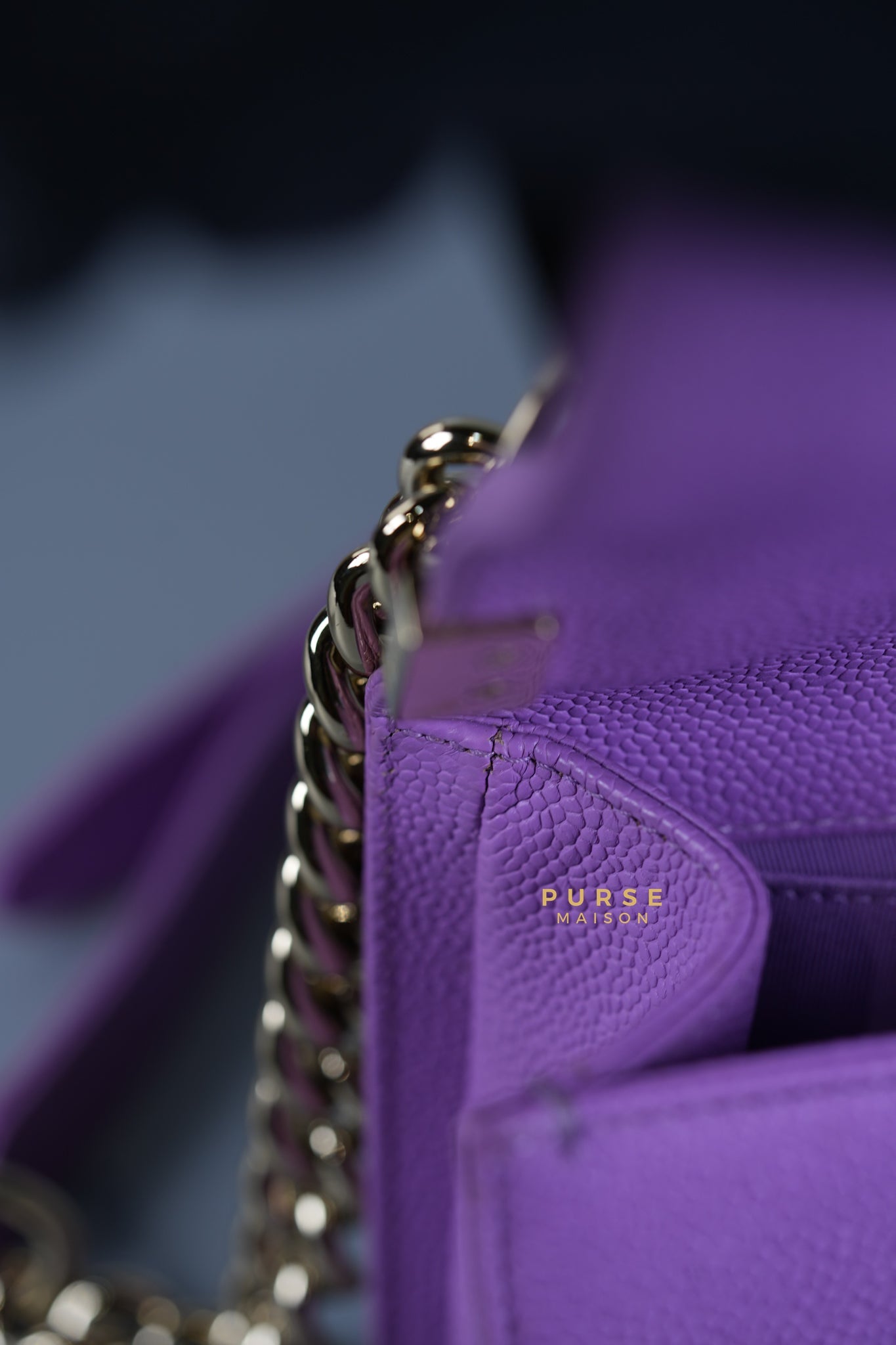 Boy Old Medium in Purple Caviar Leather and Champagne Hardware Series 29 | Purse Maison Luxury Bags Shop