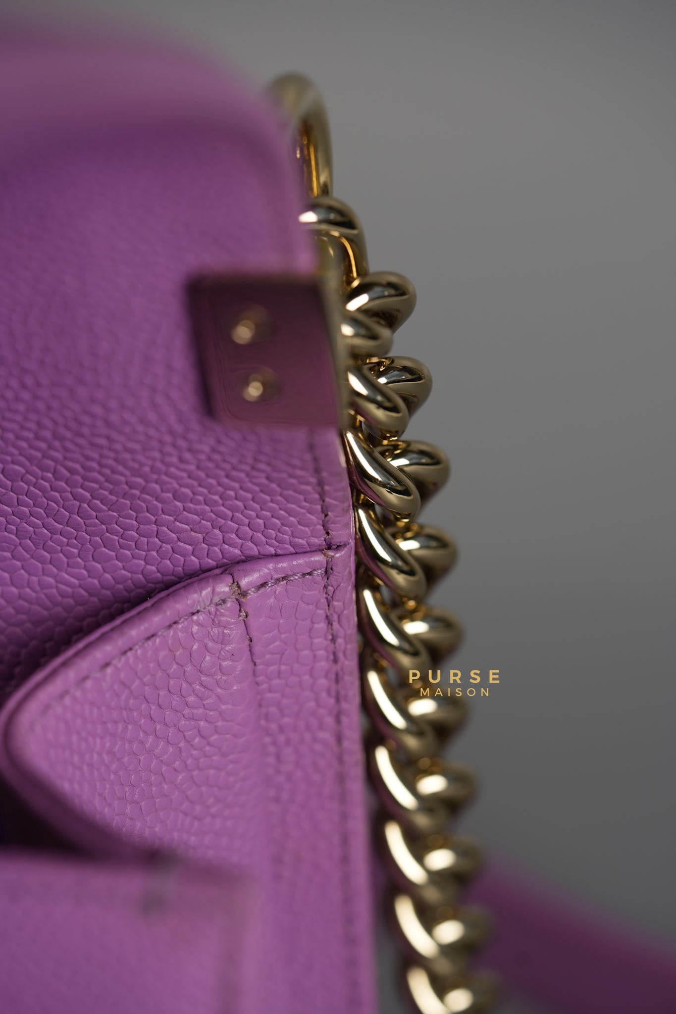 Boy Old Medium in Purple Caviar Leather and Champagne Hardware Series 29 | Purse Maison Luxury Bags Shop