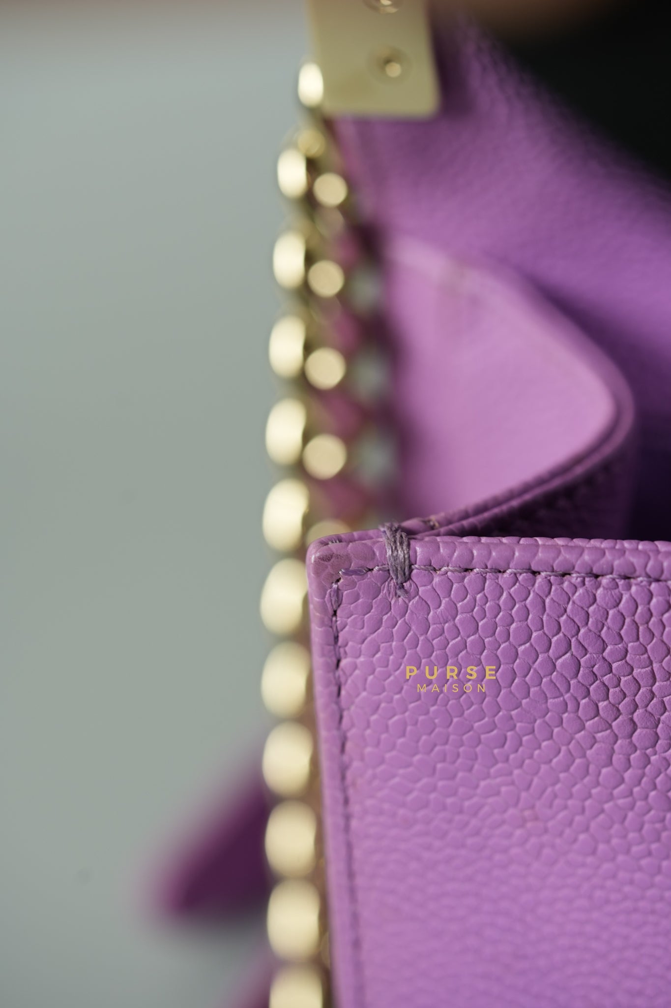 Boy Old Medium in Purple Caviar Leather and Champagne Hardware Series 29 | Purse Maison Luxury Bags Shop