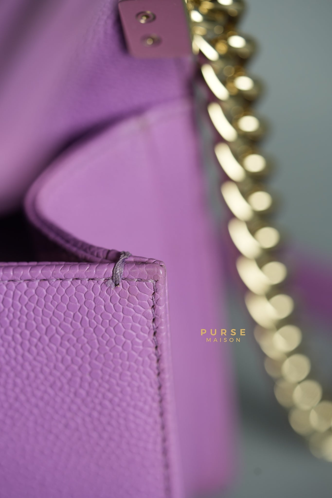 Boy Old Medium in Purple Caviar Leather and Champagne Hardware Series 29 | Purse Maison Luxury Bags Shop