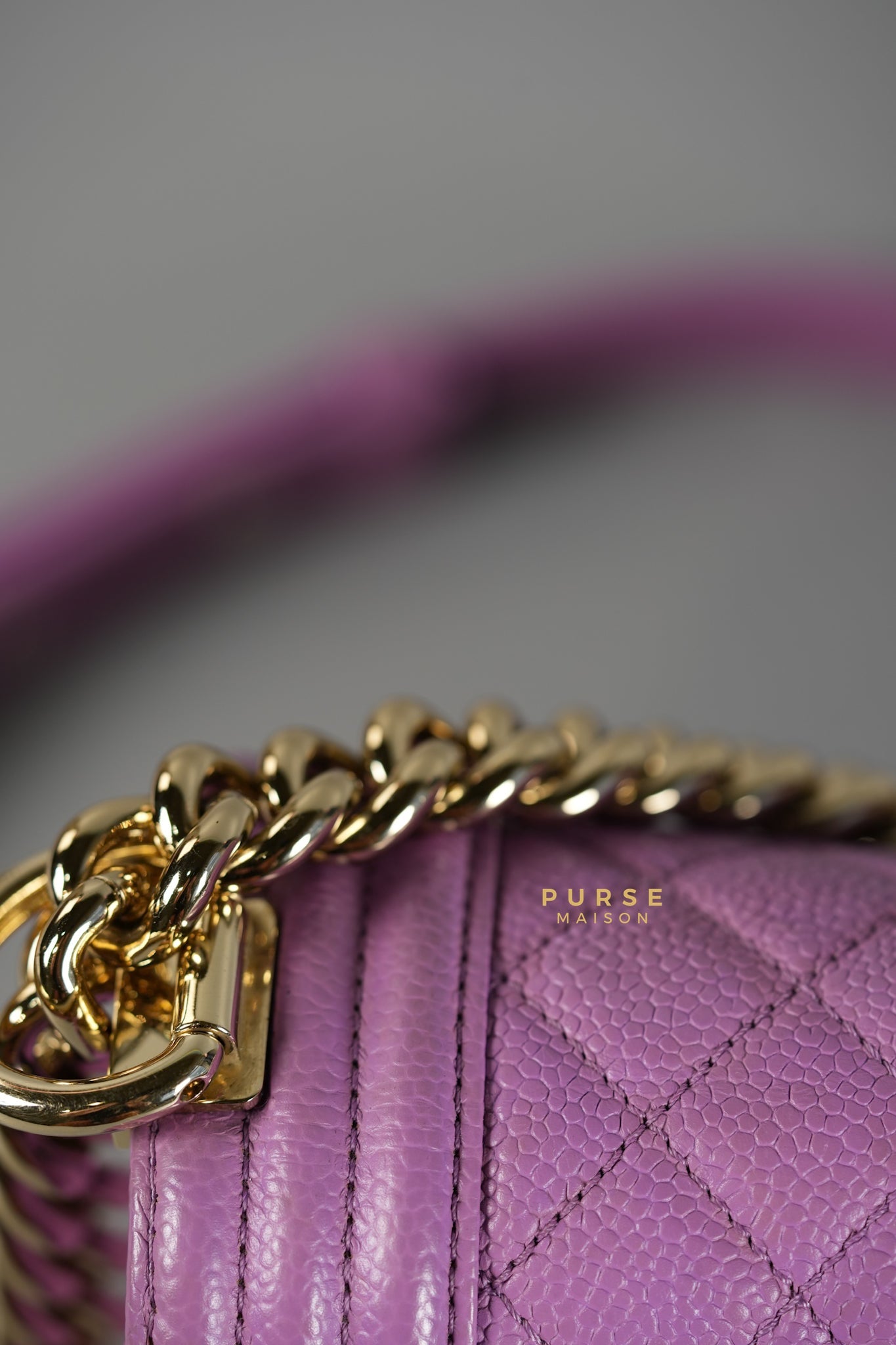 Boy Old Medium in Purple Caviar Leather and Champagne Hardware Series 29 | Purse Maison Luxury Bags Shop