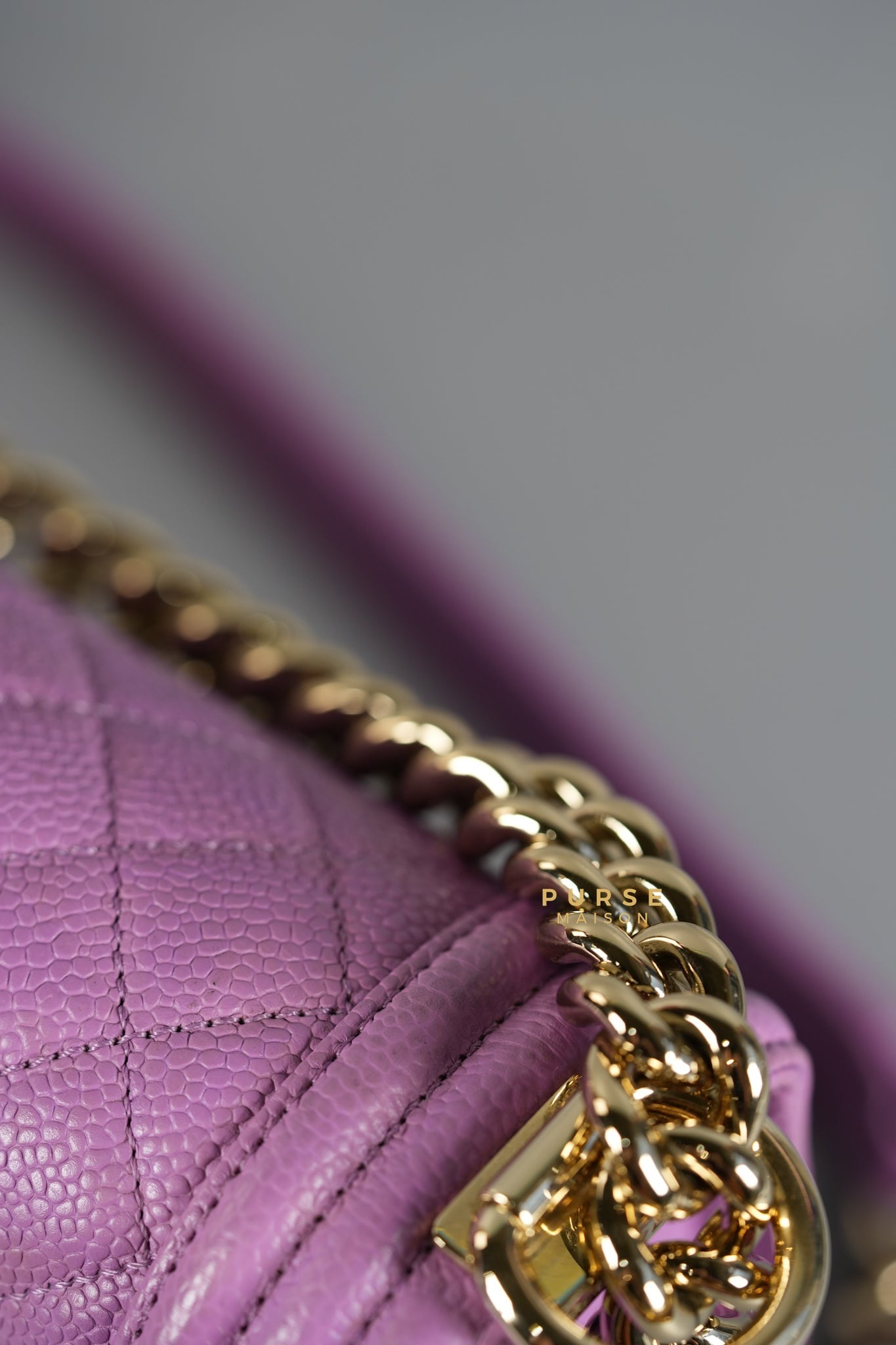 Boy Old Medium in Purple Caviar Leather and Champagne Hardware Series 29 | Purse Maison Luxury Bags Shop