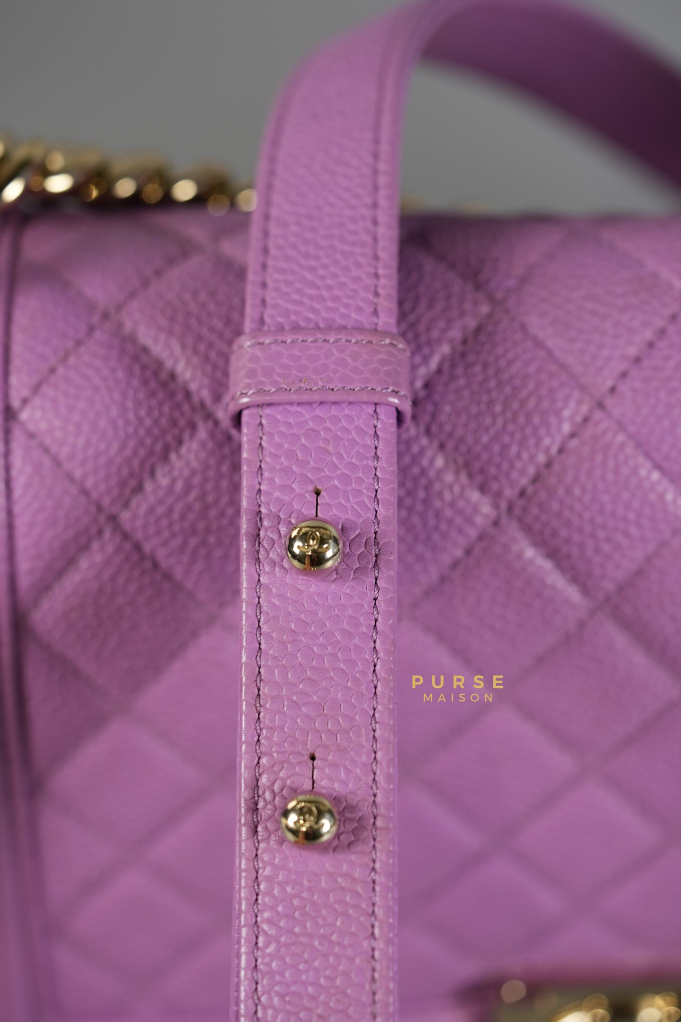 Boy Old Medium in Purple Caviar Leather and Champagne Hardware Series 29 | Purse Maison Luxury Bags Shop