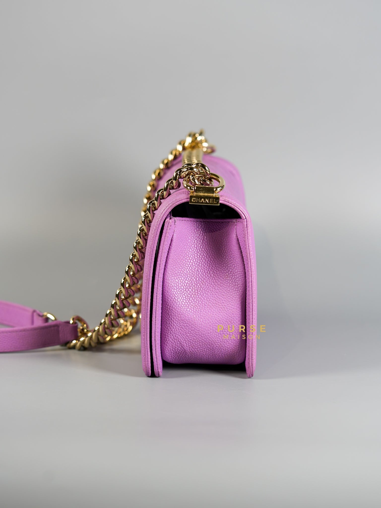 Boy Old Medium in Purple Caviar Leather and Champagne Hardware Series 29 | Purse Maison Luxury Bags Shop