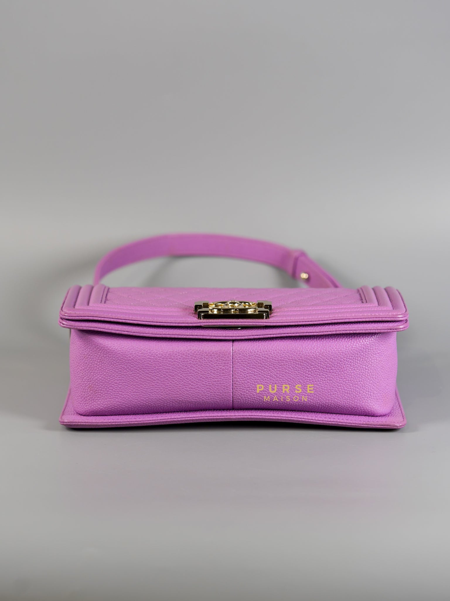 Boy Old Medium in Purple Caviar Leather and Champagne Hardware Series 29 | Purse Maison Luxury Bags Shop