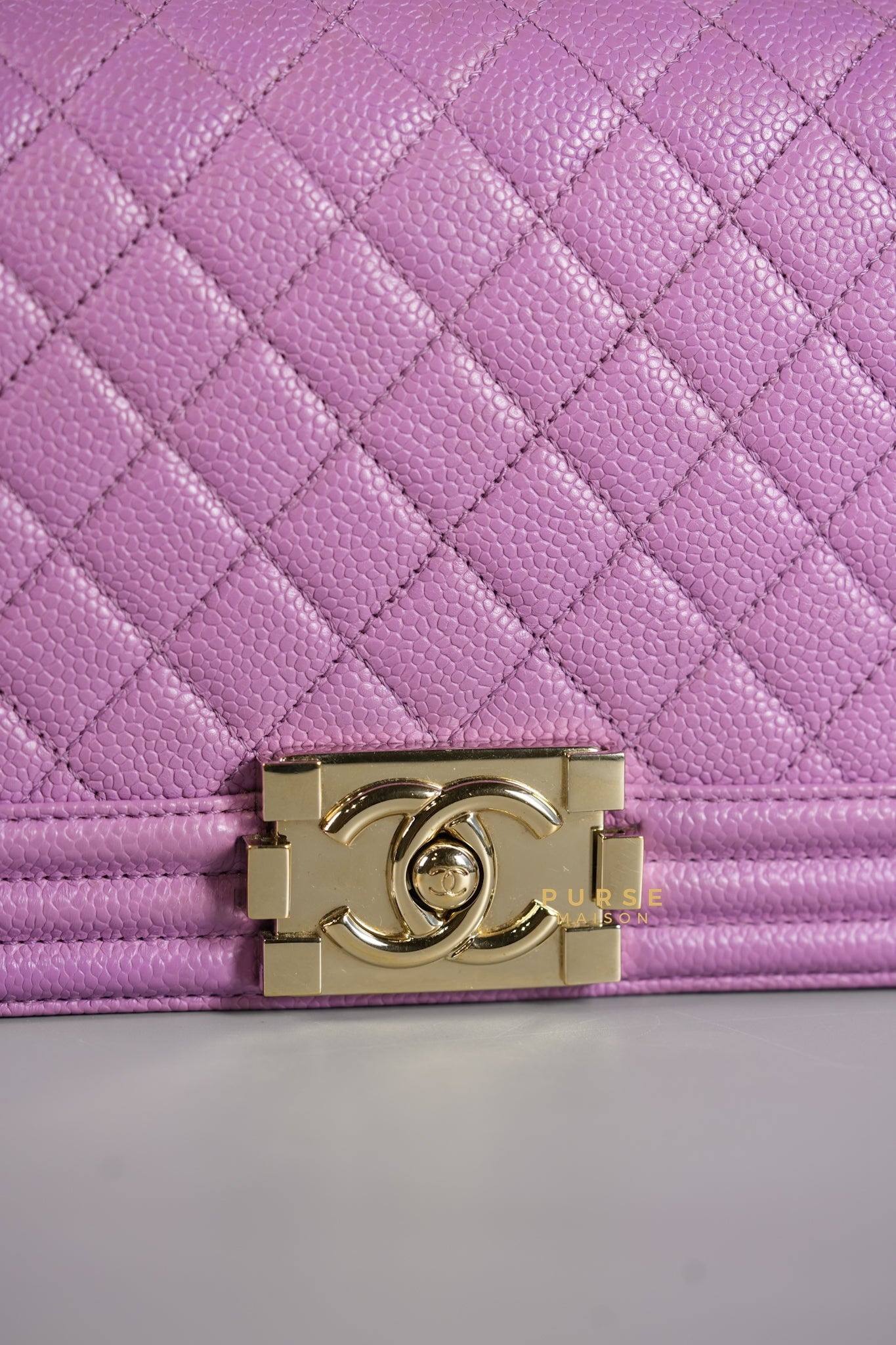 Boy Old Medium in Purple Caviar Leather and Champagne Hardware Series 29 | Purse Maison Luxury Bags Shop