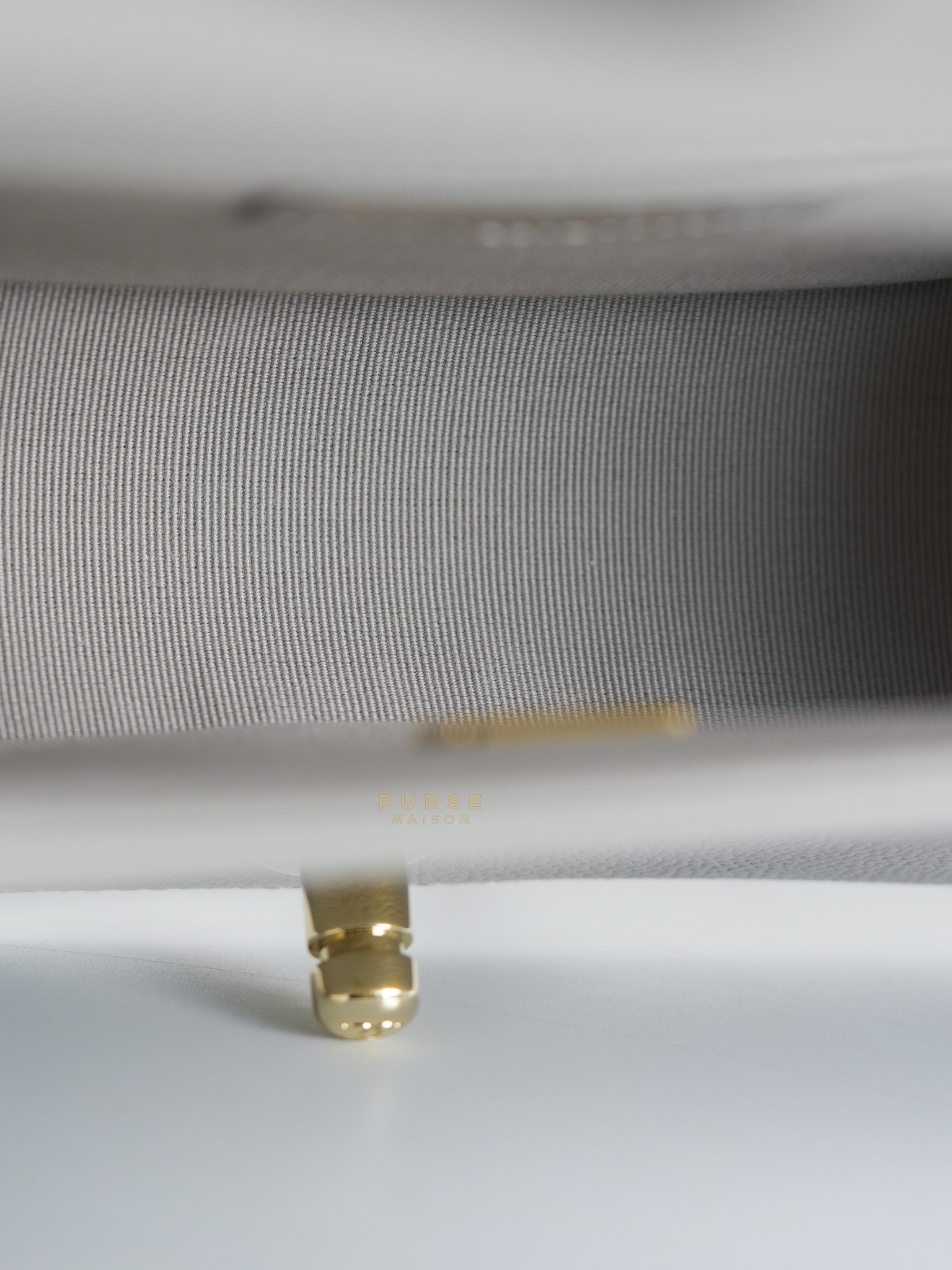 Boy Old Medium Light Gray Caviar Leather and Light Gold Hardware (Microchip) | Purse Maison Luxury Bags Shop